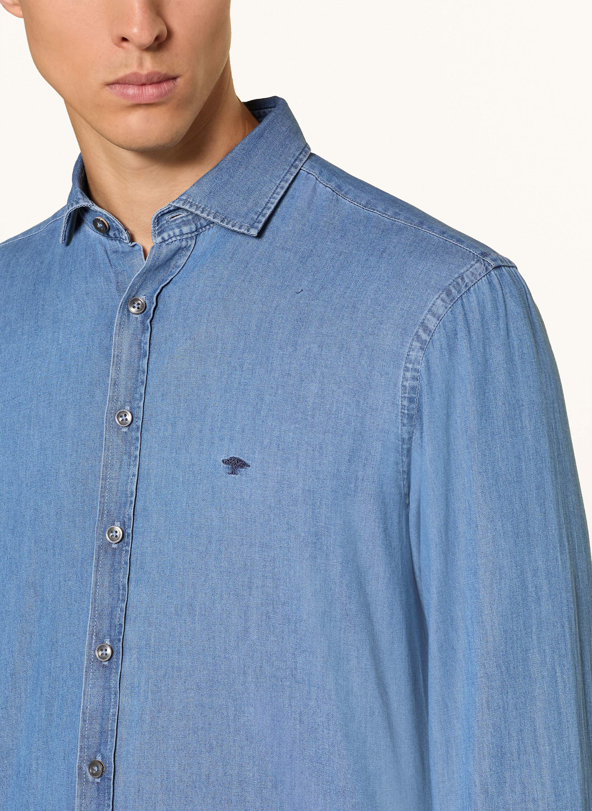 Thumbnail - Fynch-Hatton Hemd Regular Fit In Jeansoptik blau