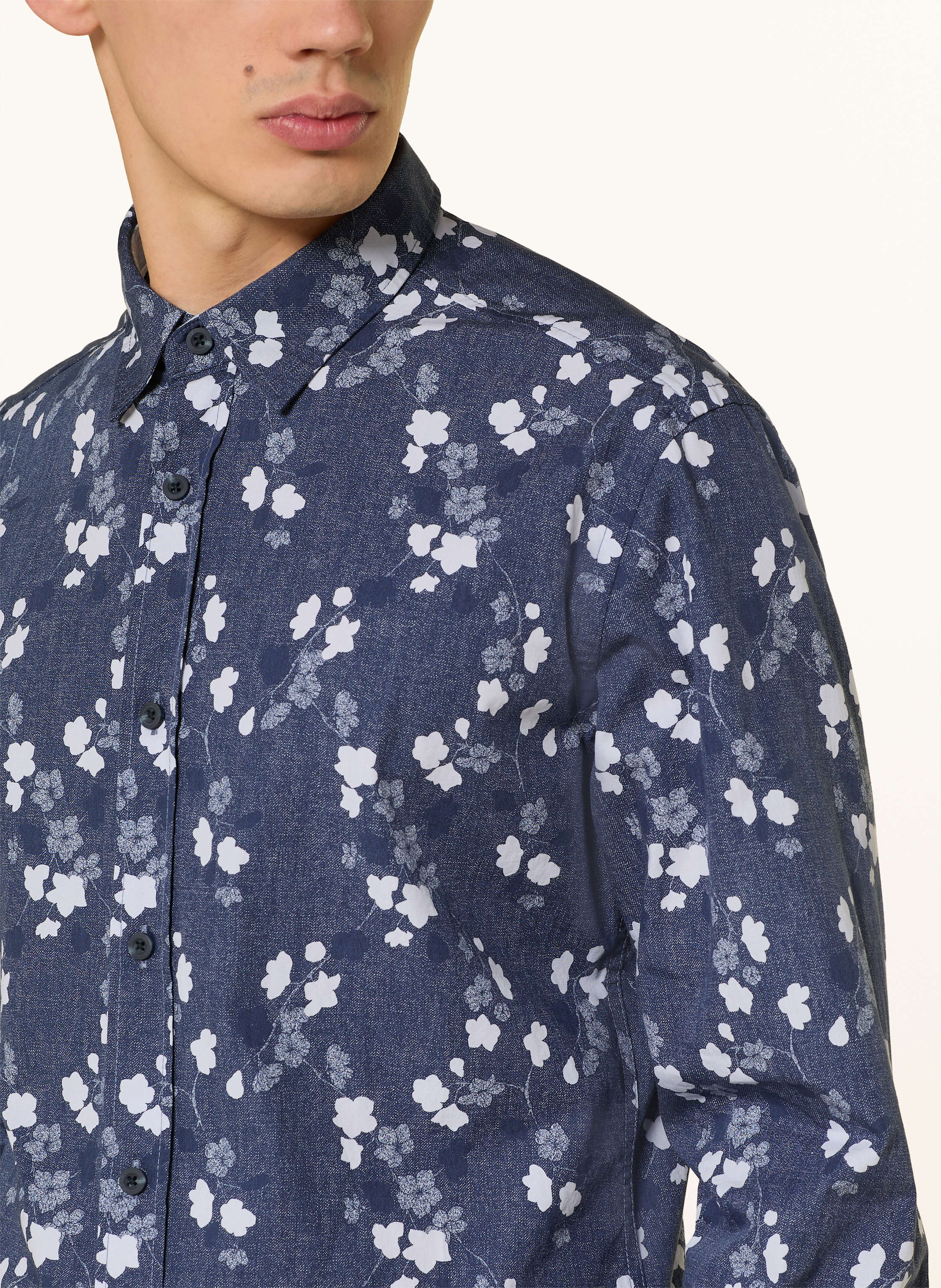 Thumbnail - Olymp Hemd Casual Regular Fit In Jeansoptik blau