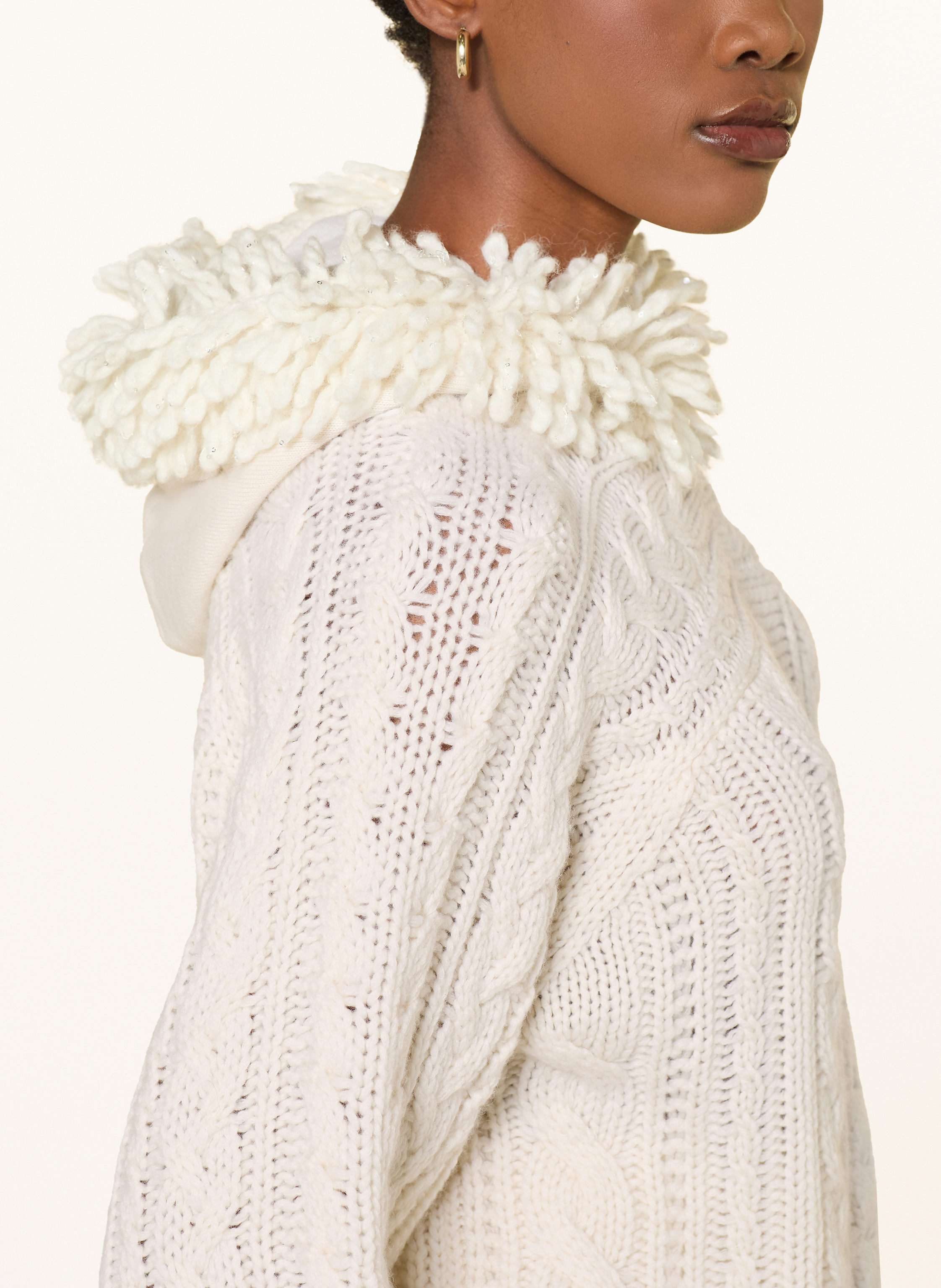 Thumbnail - Marc Cain Strick-Hoodie Mit Cashmere Und Pailletten weiss