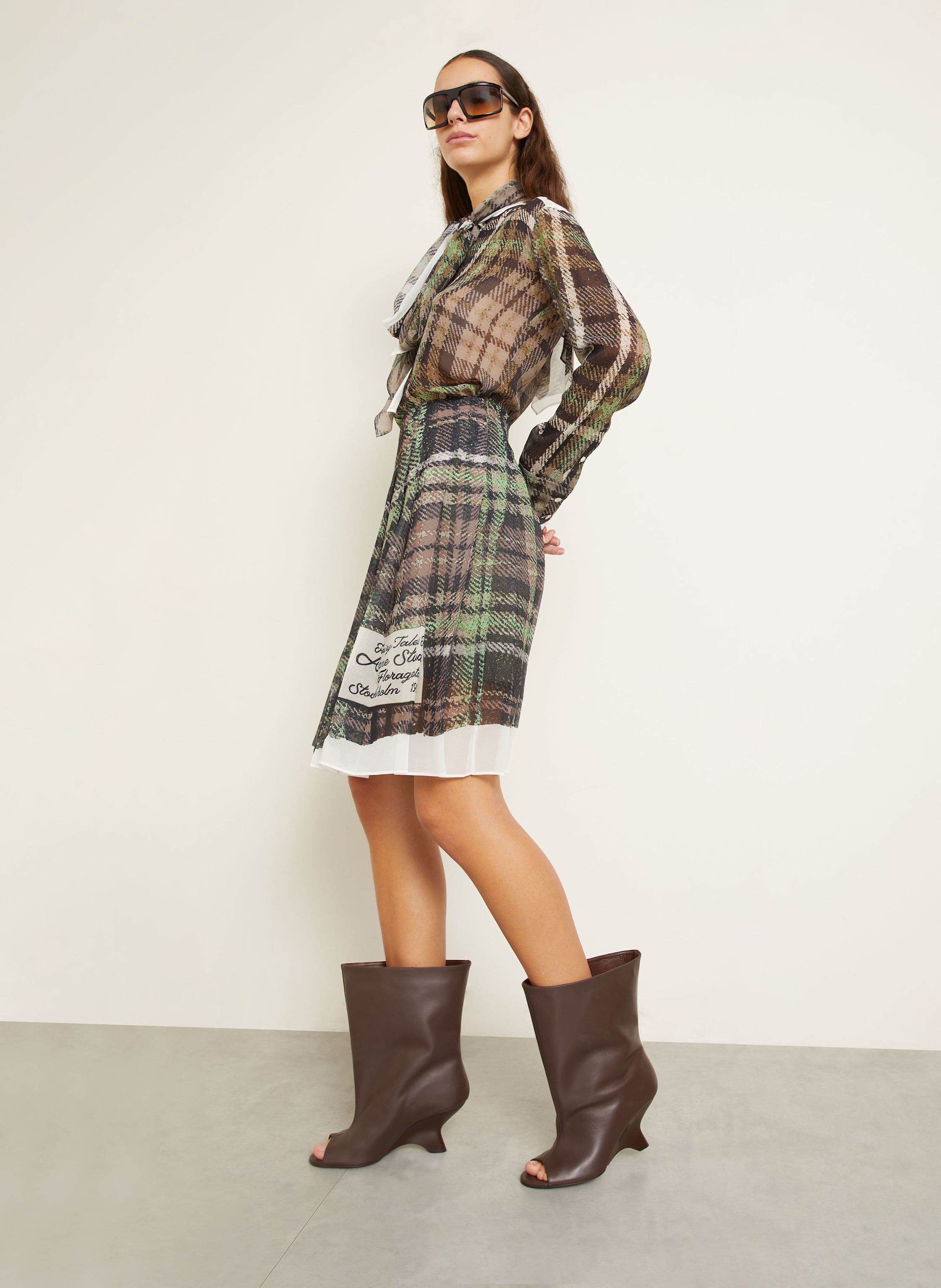 Thumbnail - Acne Studios Faltenrock braun