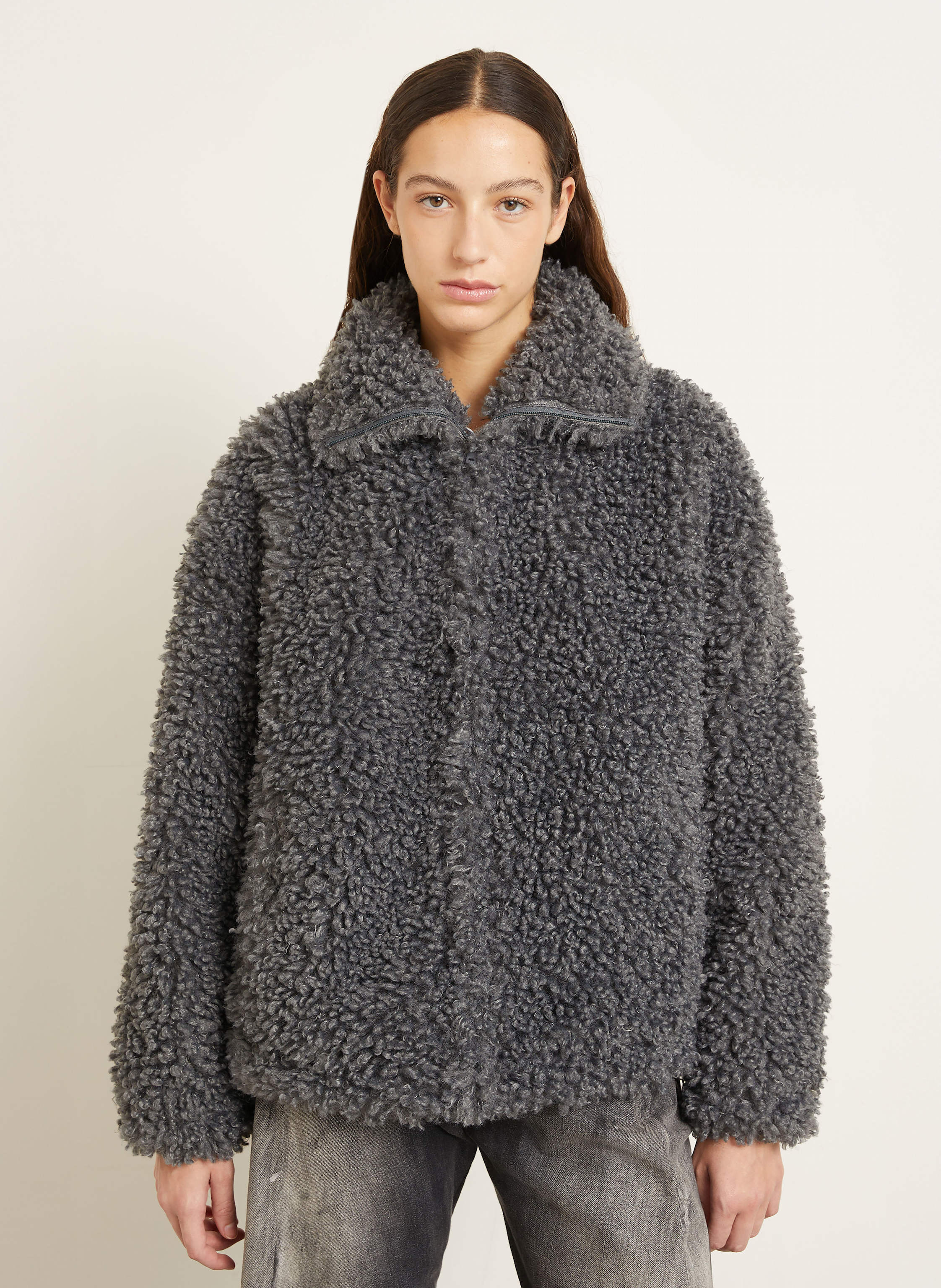 Thumbnail - Acne Studios Teddyfell-Jacke grau