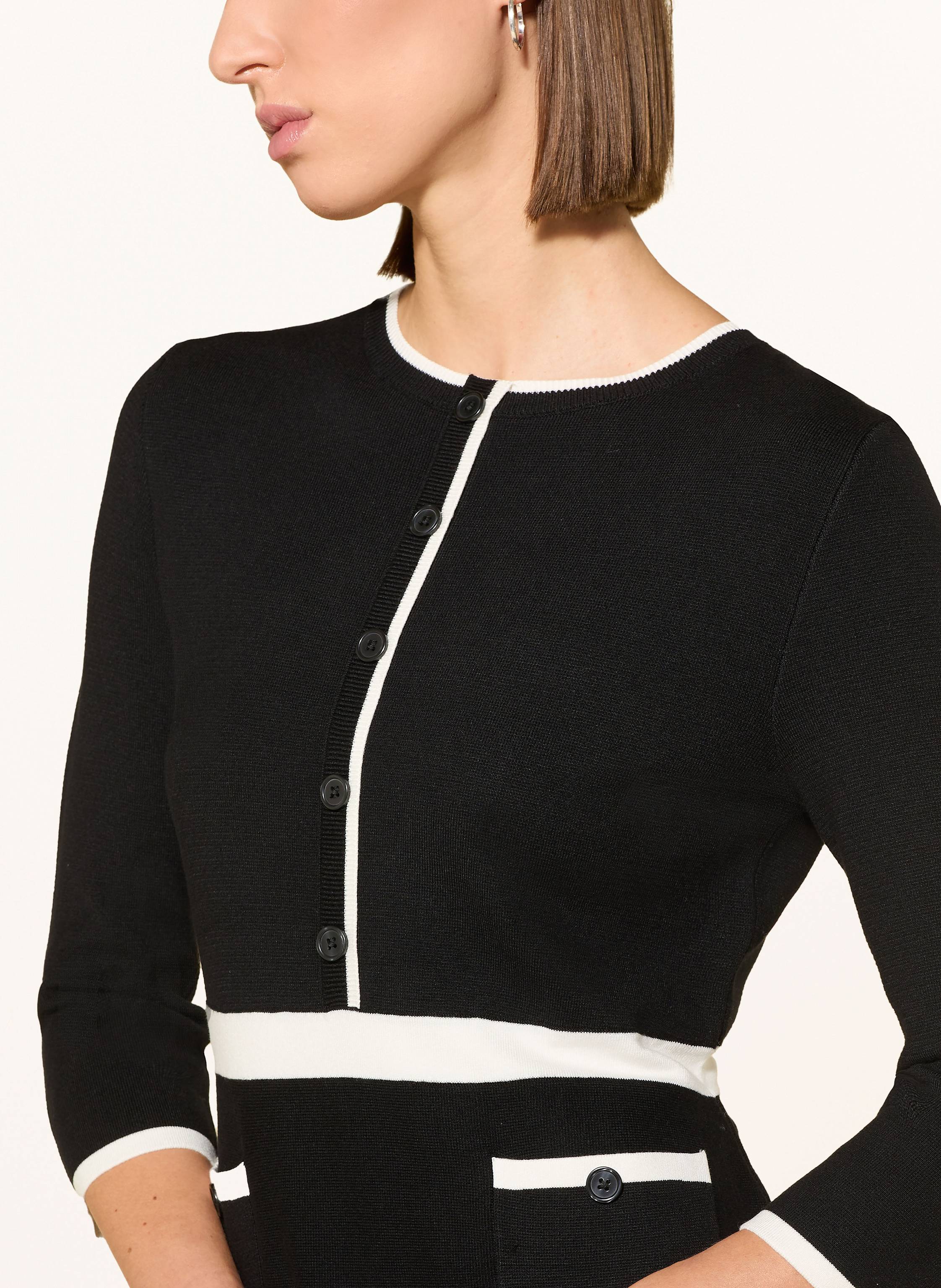 Thumbnail - Robe Légère Strickkleid Mit 3/4-Arm schwarz