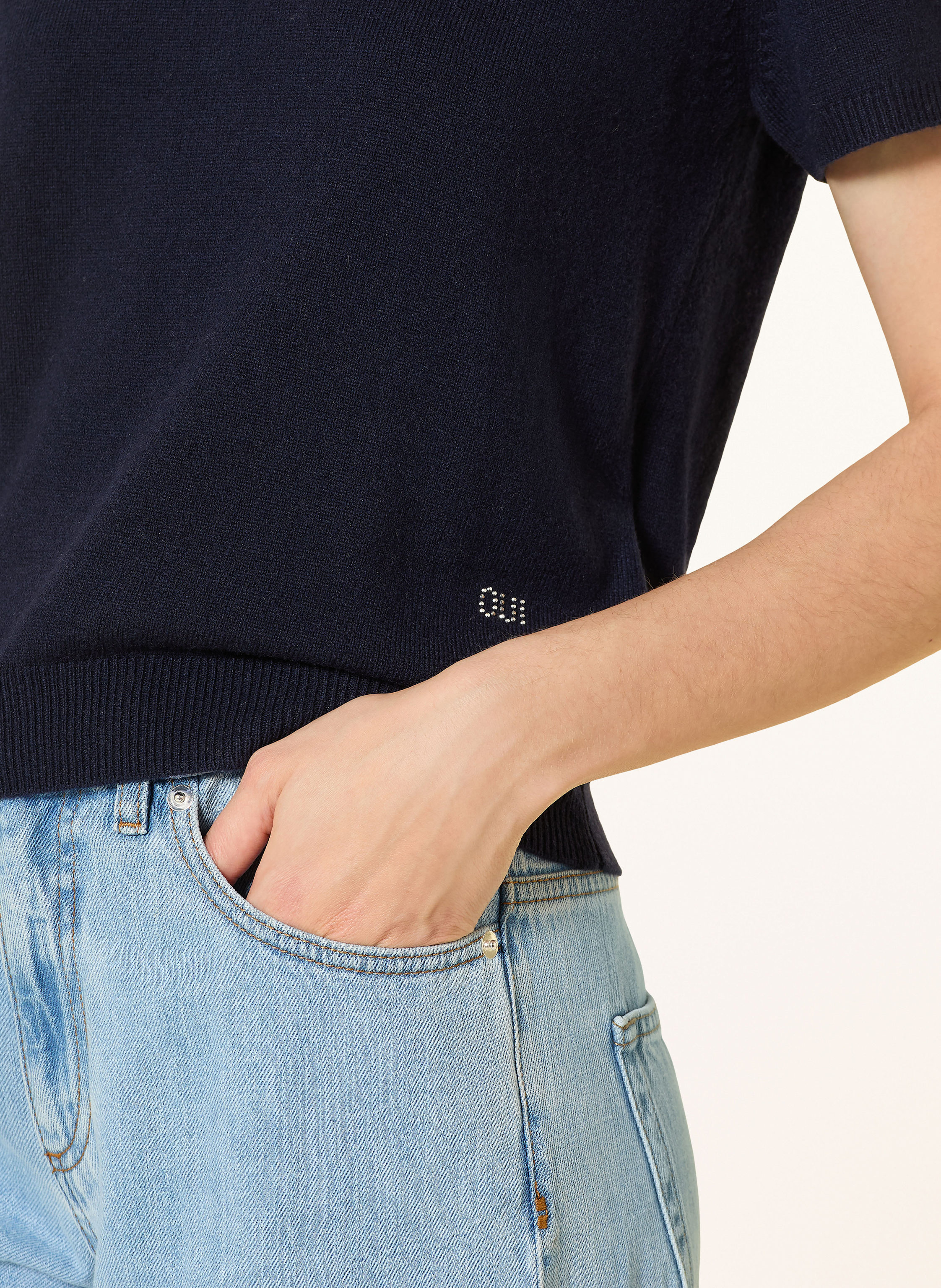 Thumbnail - Oui Strickshirt Mit Nieten blau