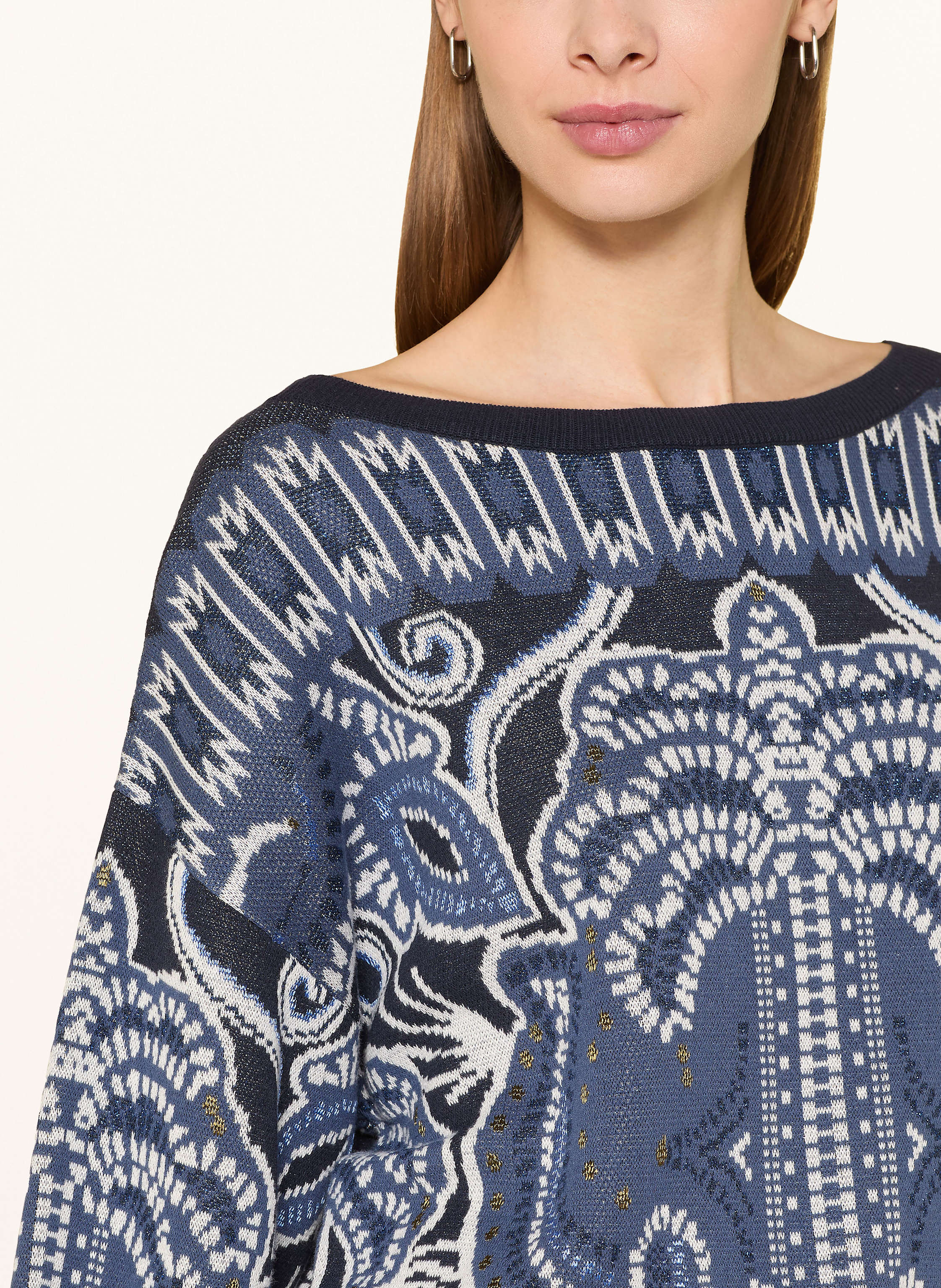 Thumbnail - Oui Pullover Mit Glitzergarn blau