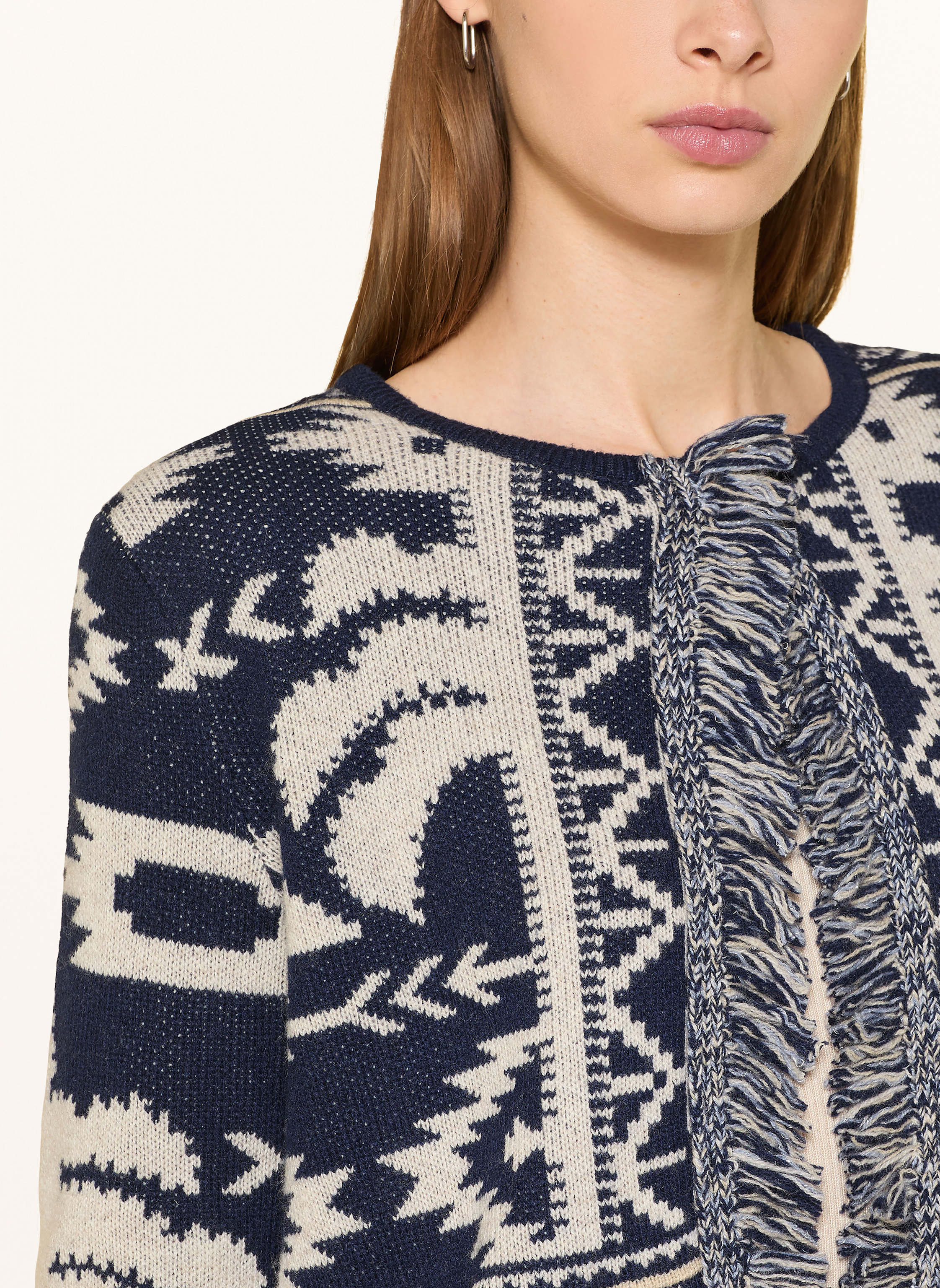 Thumbnail - Oui Strickjacke Mit Glitzergarn blau