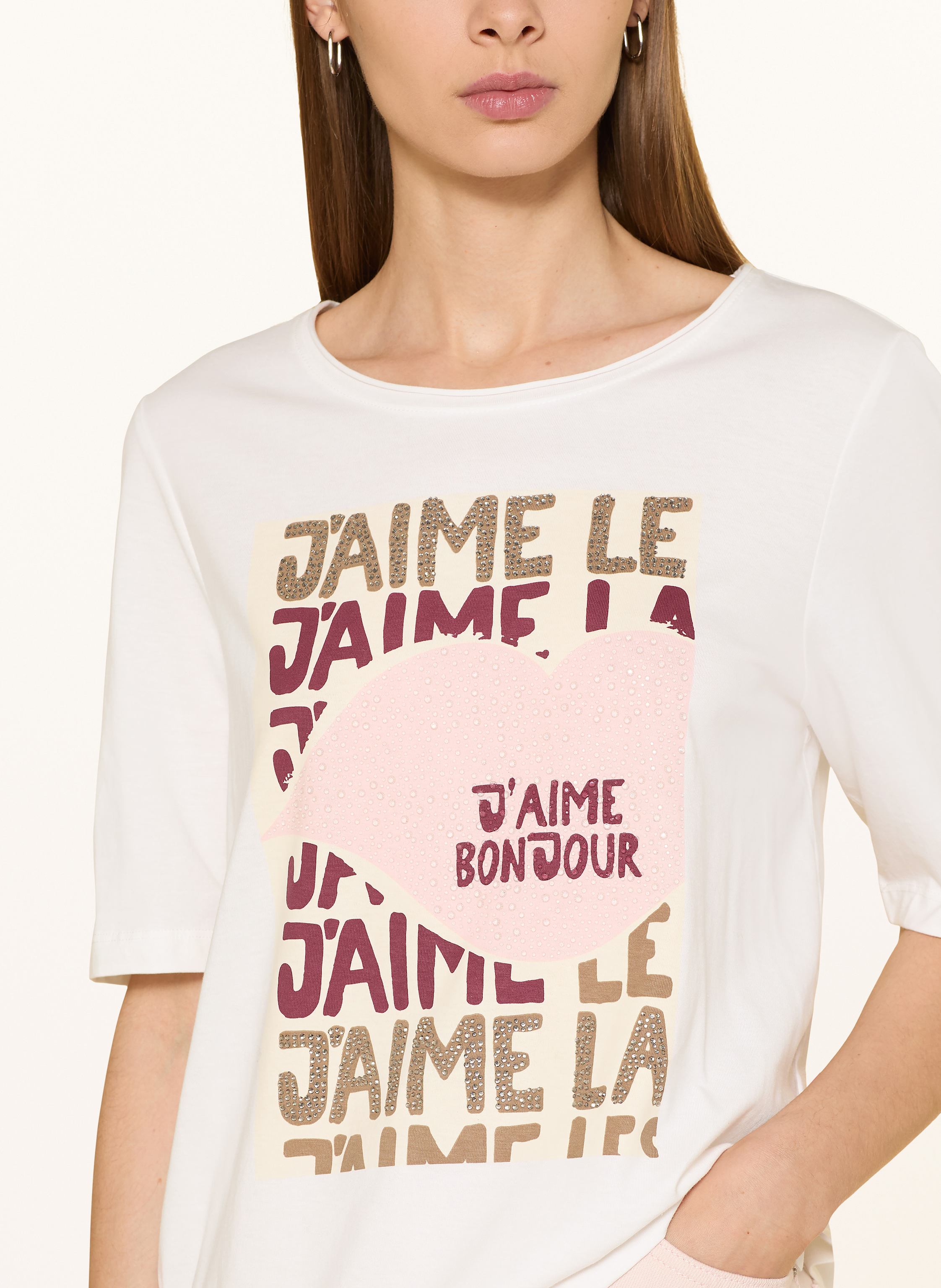 Thumbnail - Oui T-Shirt Mit Schmucksteinen weiss