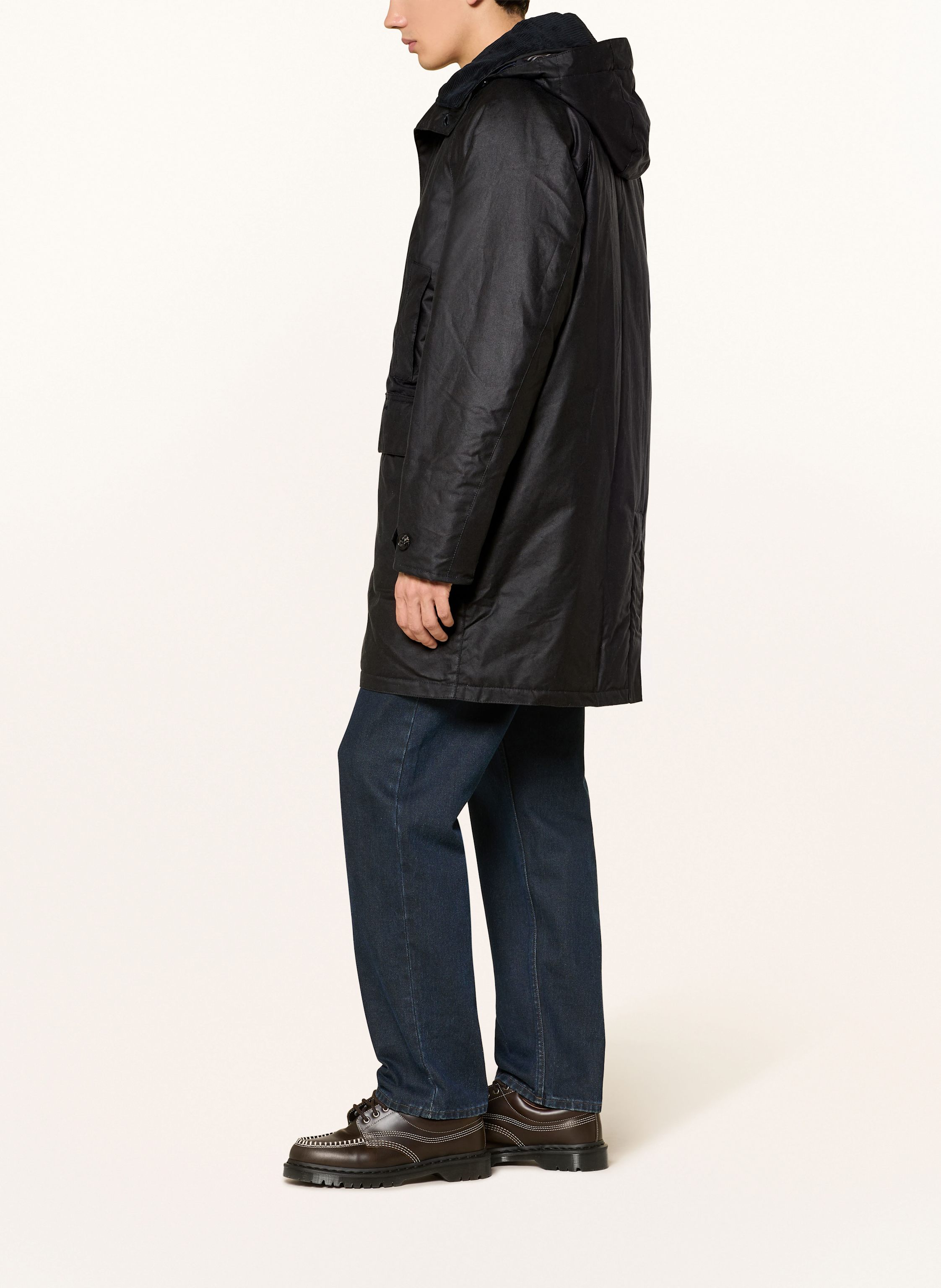 Thumbnail - Barbour Parka Beaudale Wax Mit Abnehmbarer Kapuze blau