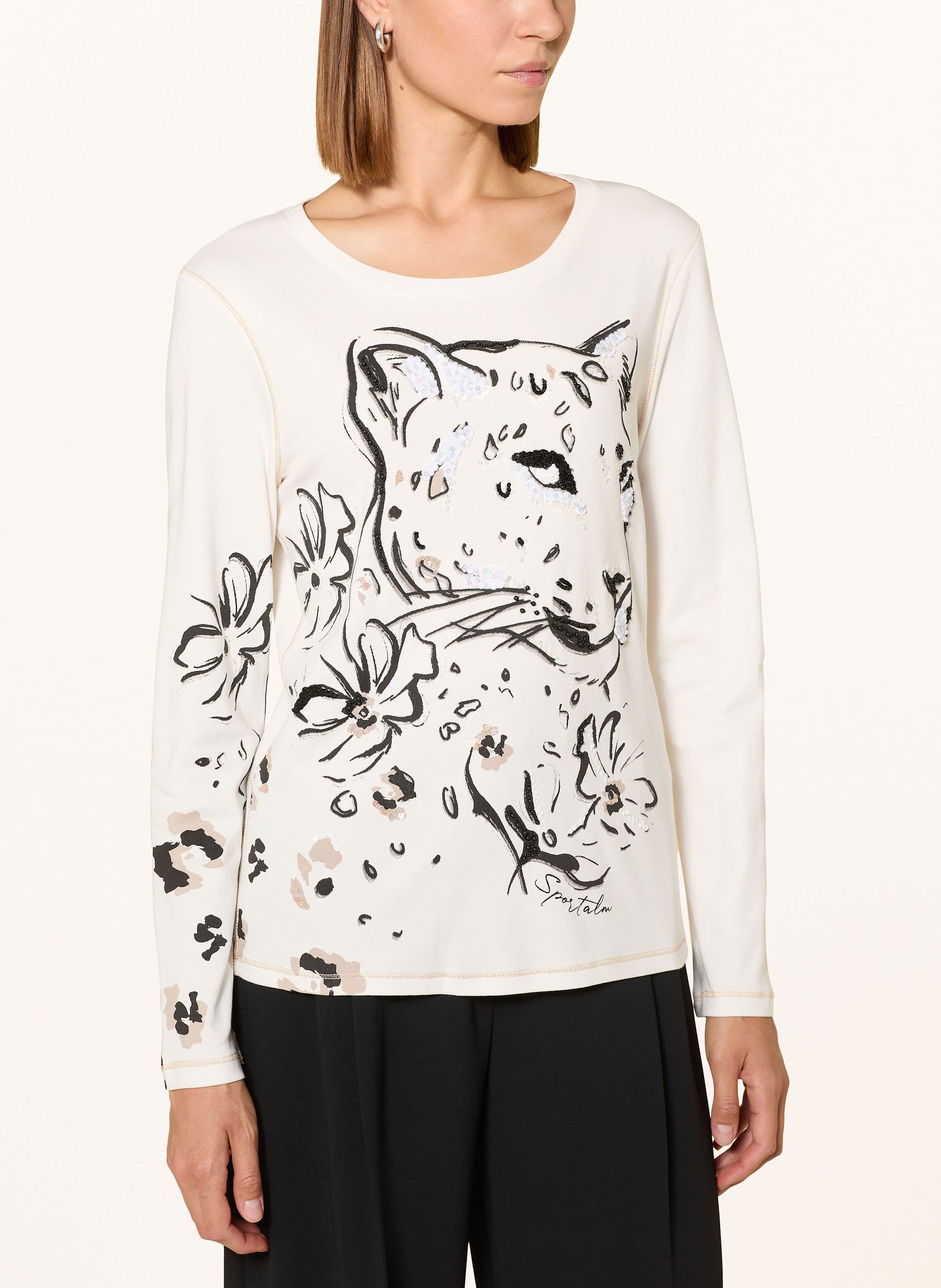 Thumbnail - Sportalm Longsleeve Mit Pailletten Und Schmuckperlen weiss