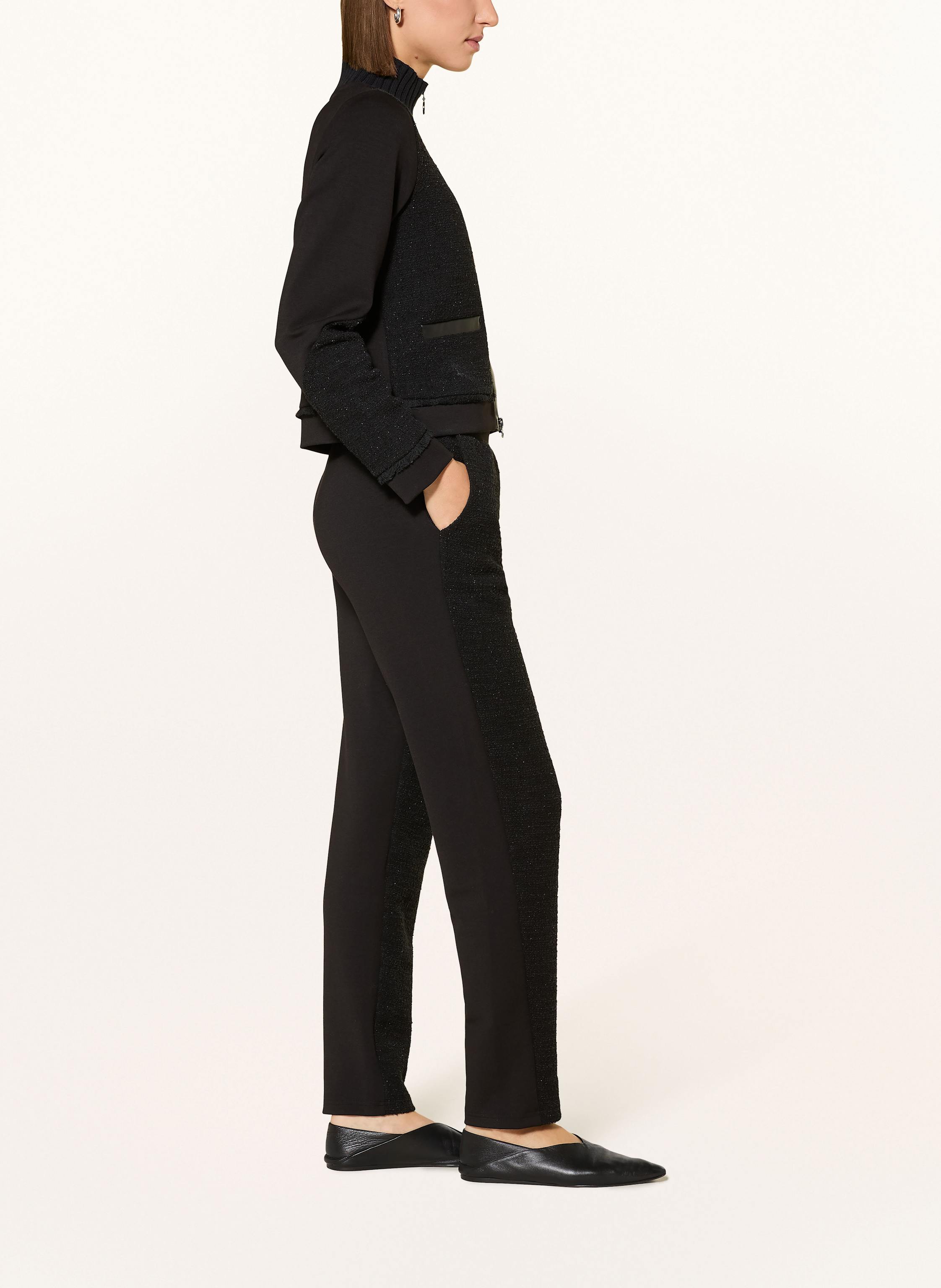 Thumbnail - Sportalm Hose Im Materialmix Mit Glitzergarn schwarz