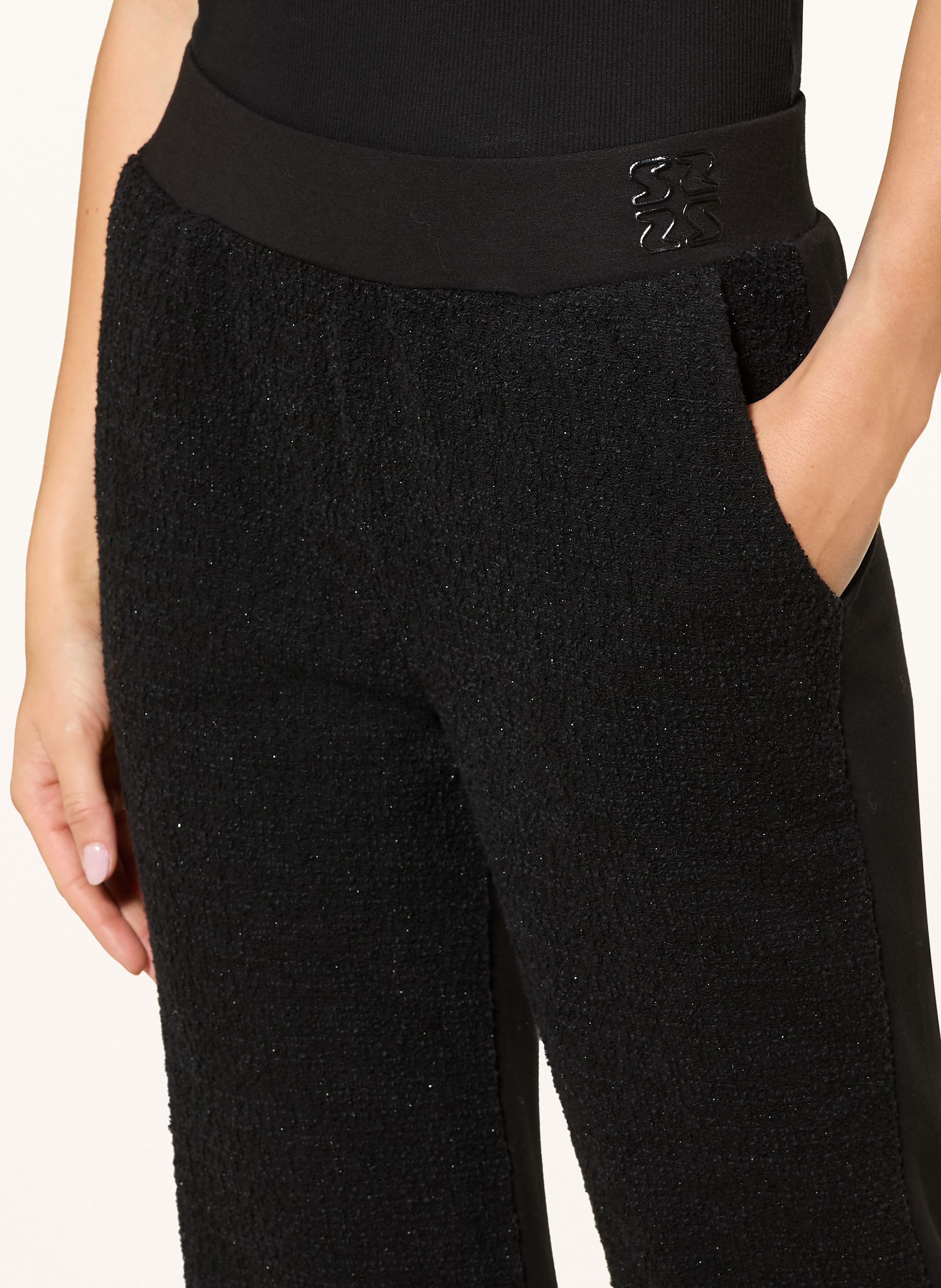 Thumbnail - Sportalm Hose Im Materialmix Mit Glitzergarn schwarz