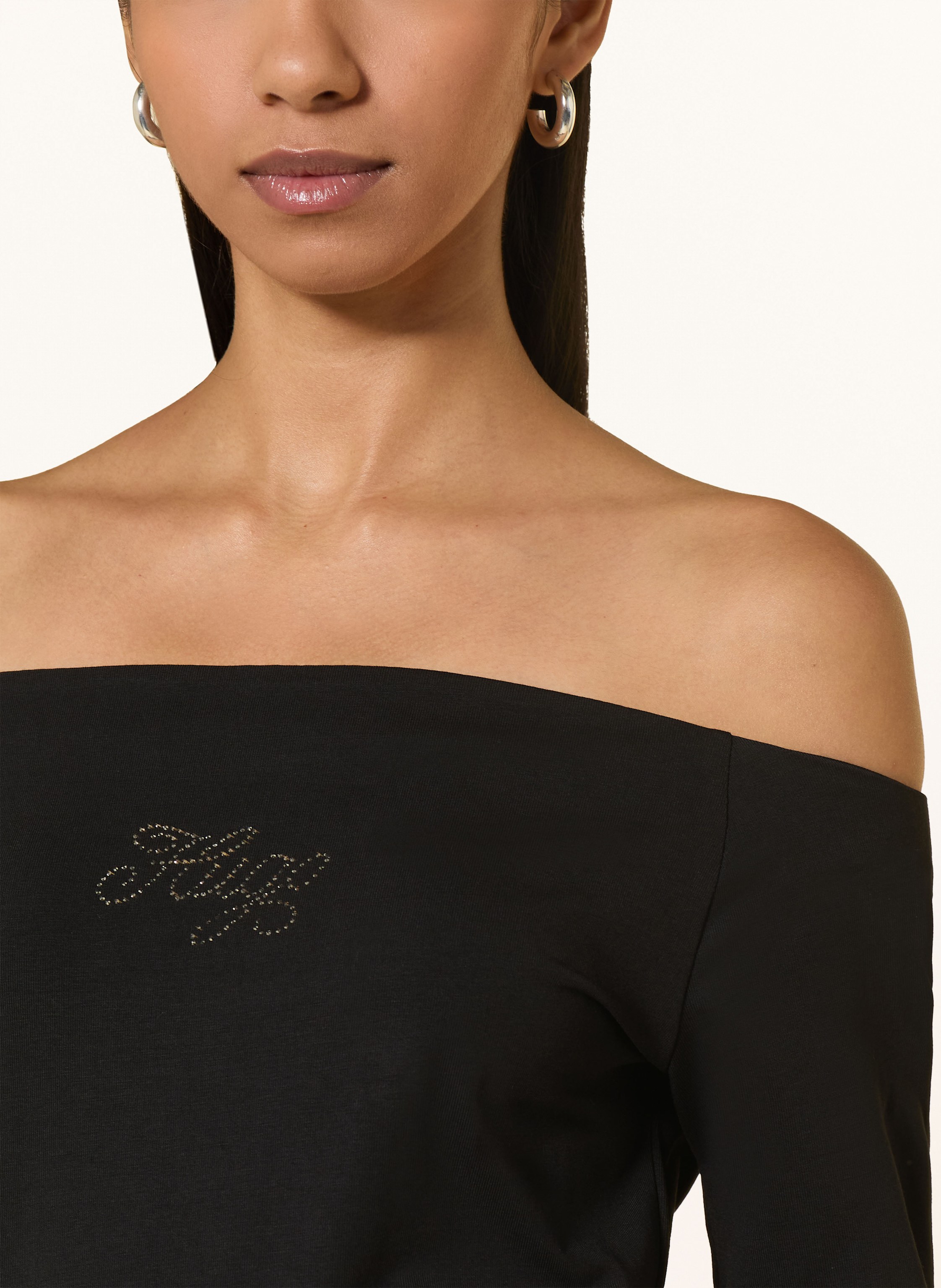 Thumbnail - Hugo Blue Off-Shoulder-Shirt Dolder Mit Schmucksteinen schwarz