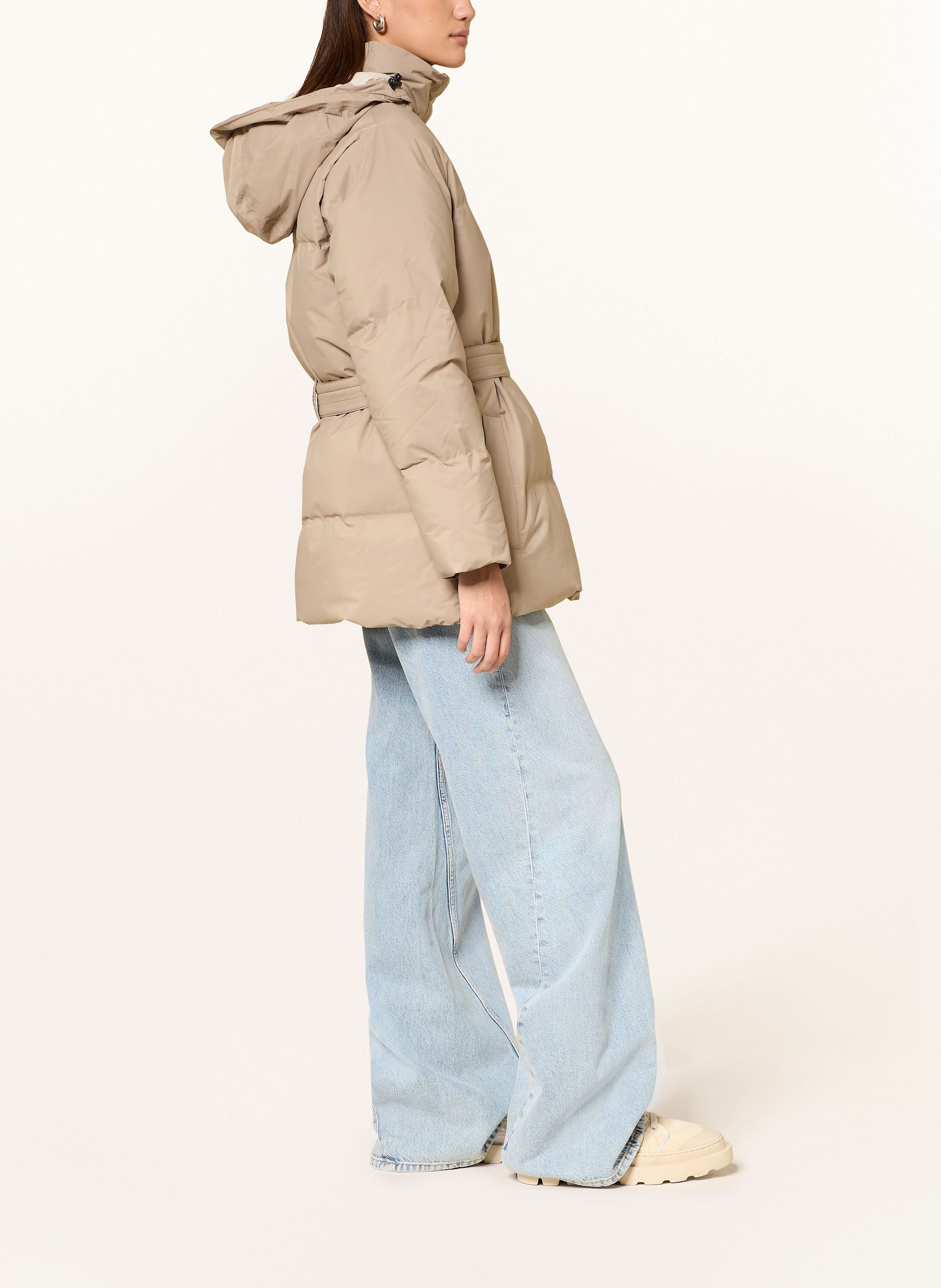 Thumbnail - Brgn Daunenmantel Nysne Mit Abnehmbarer Kapuze beige