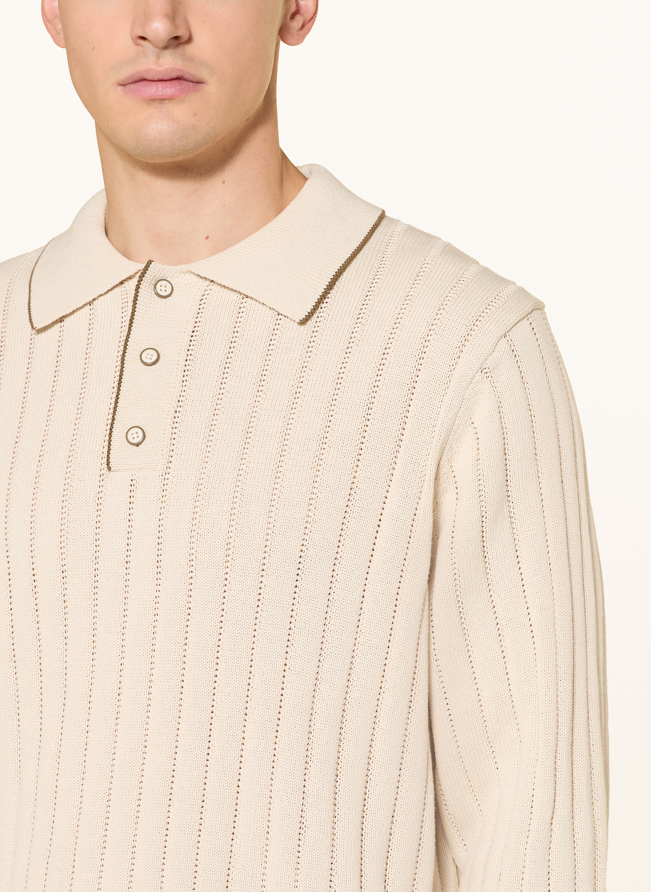 Thumbnail - Les Deux Strick-Poloshirt Bogart beige