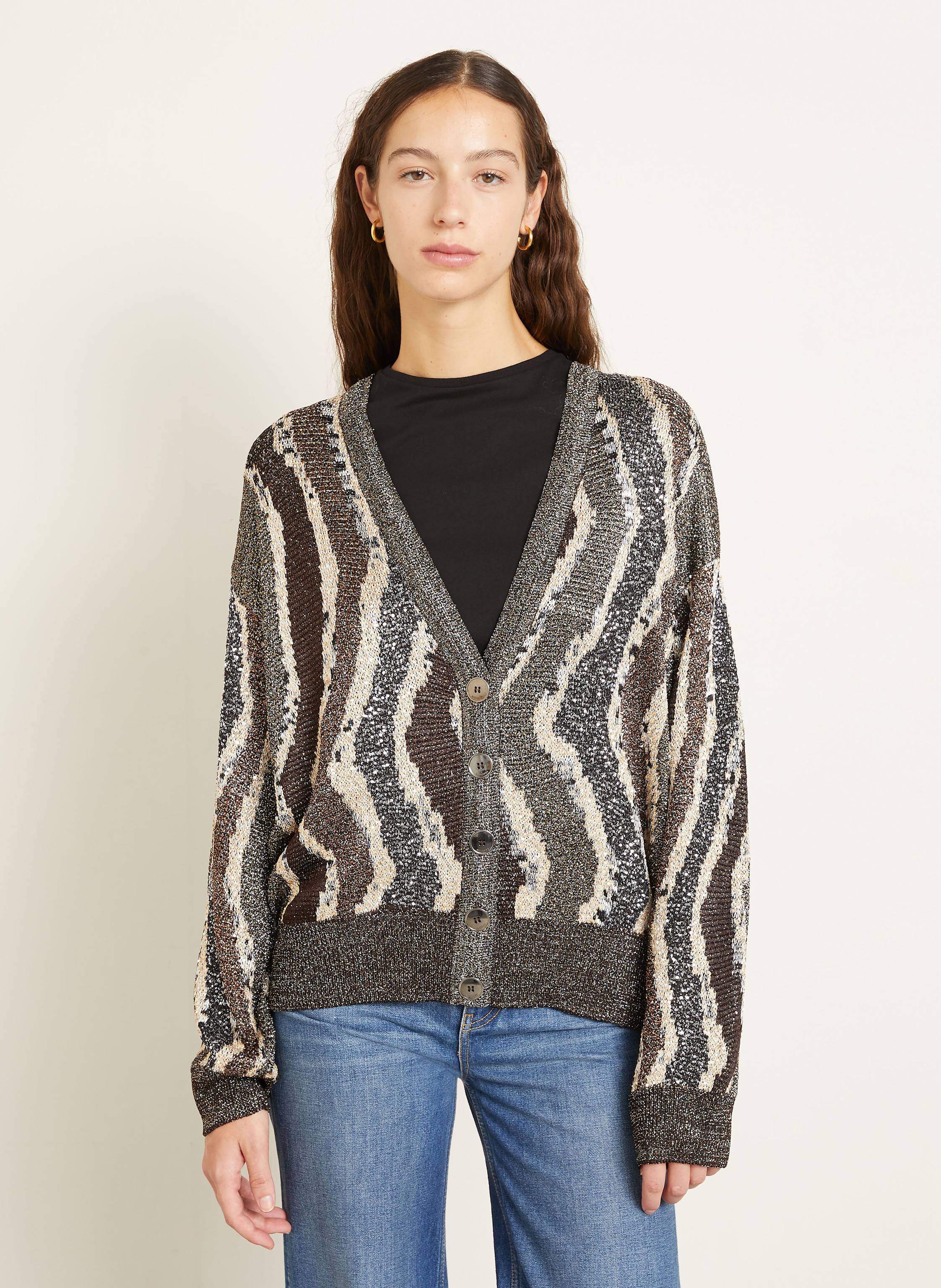 Thumbnail - Missoni Strickjacke Mit Pailletten Und Glitzergarn braun