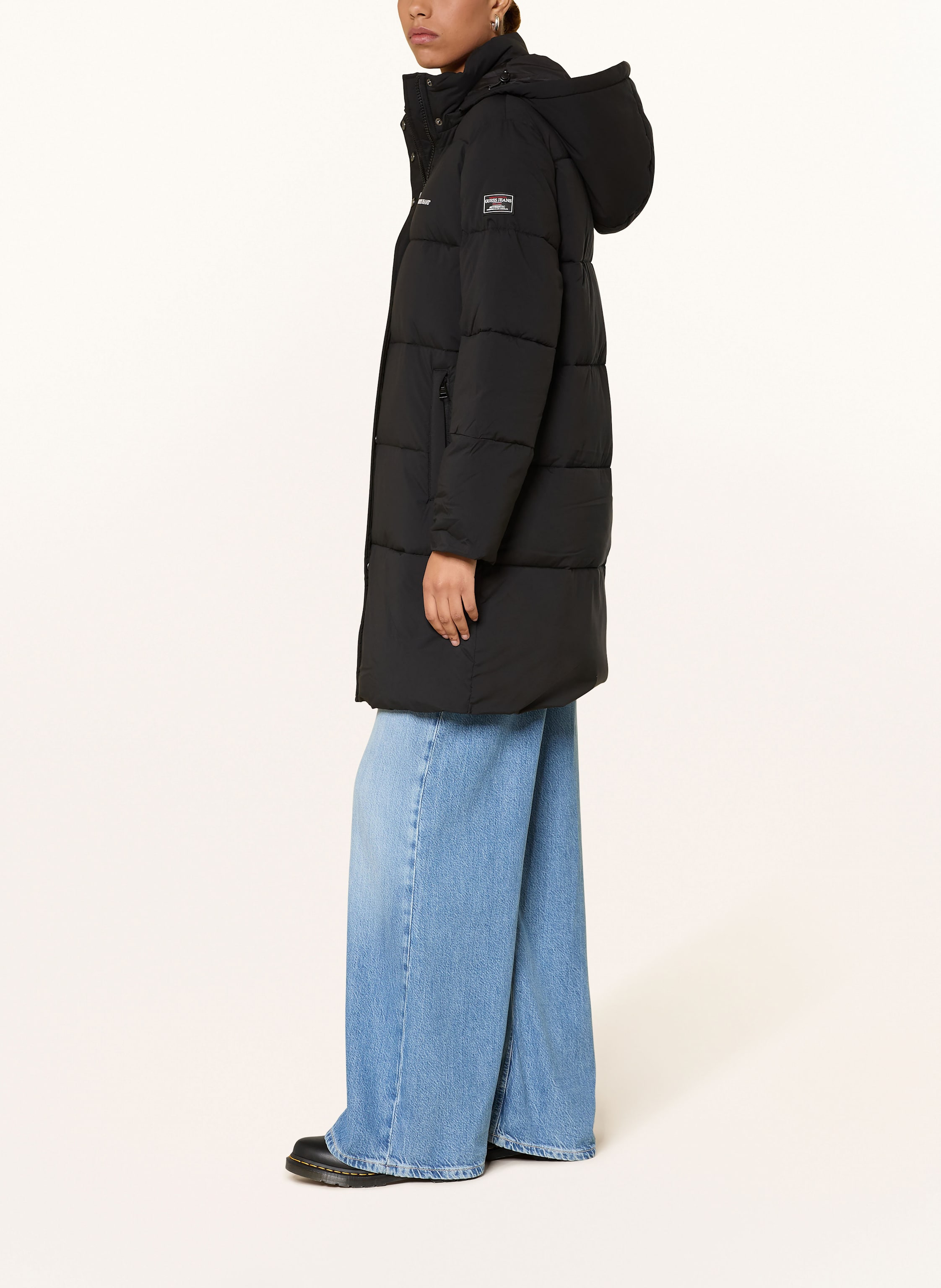 Thumbnail - Guess Jeans Steppmantel Mit Abnehmbarer Kapuze schwarz