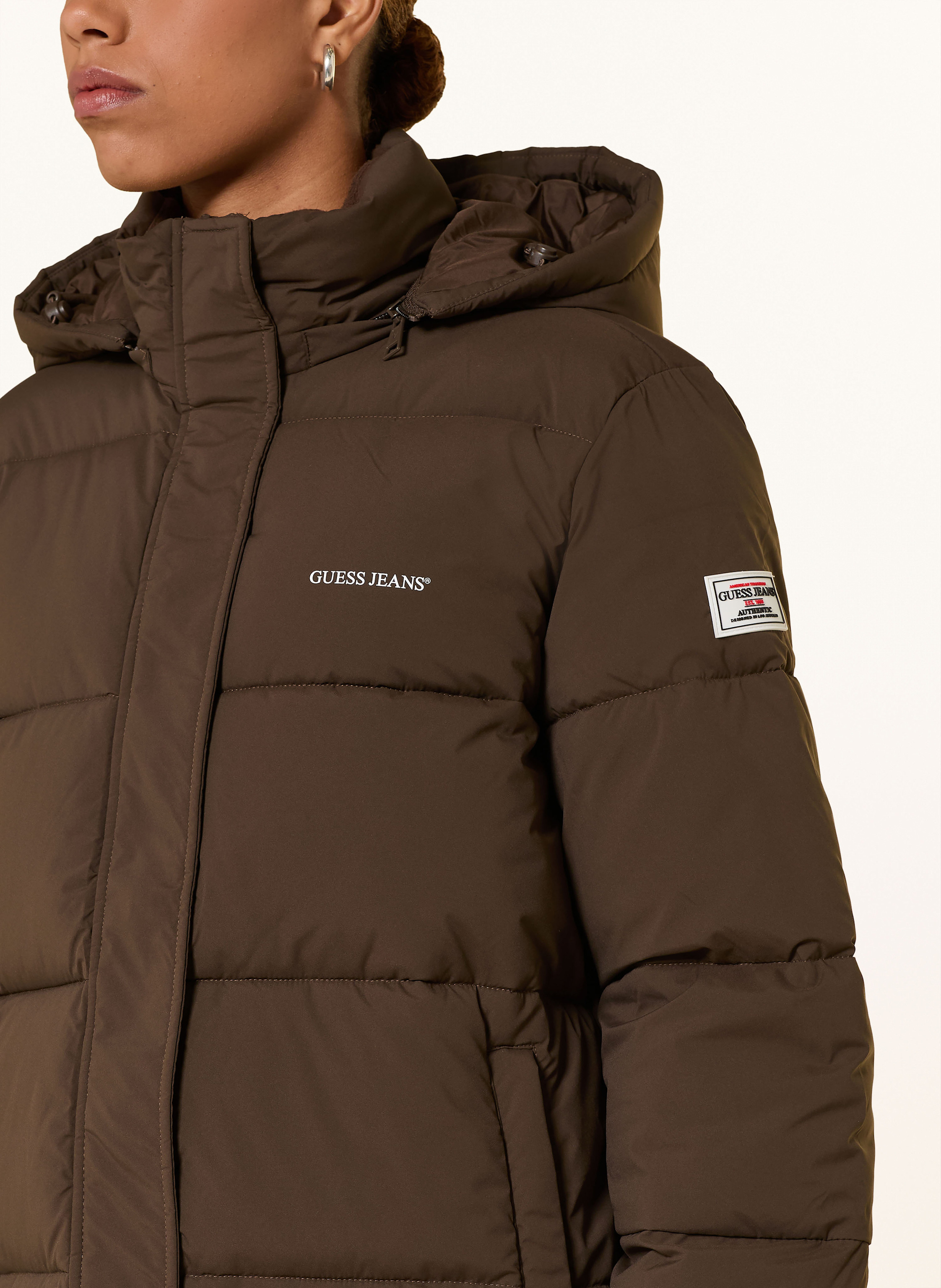 Thumbnail - Guess Jeans Steppmantel Mit Abnehmbarer Kapuze braun