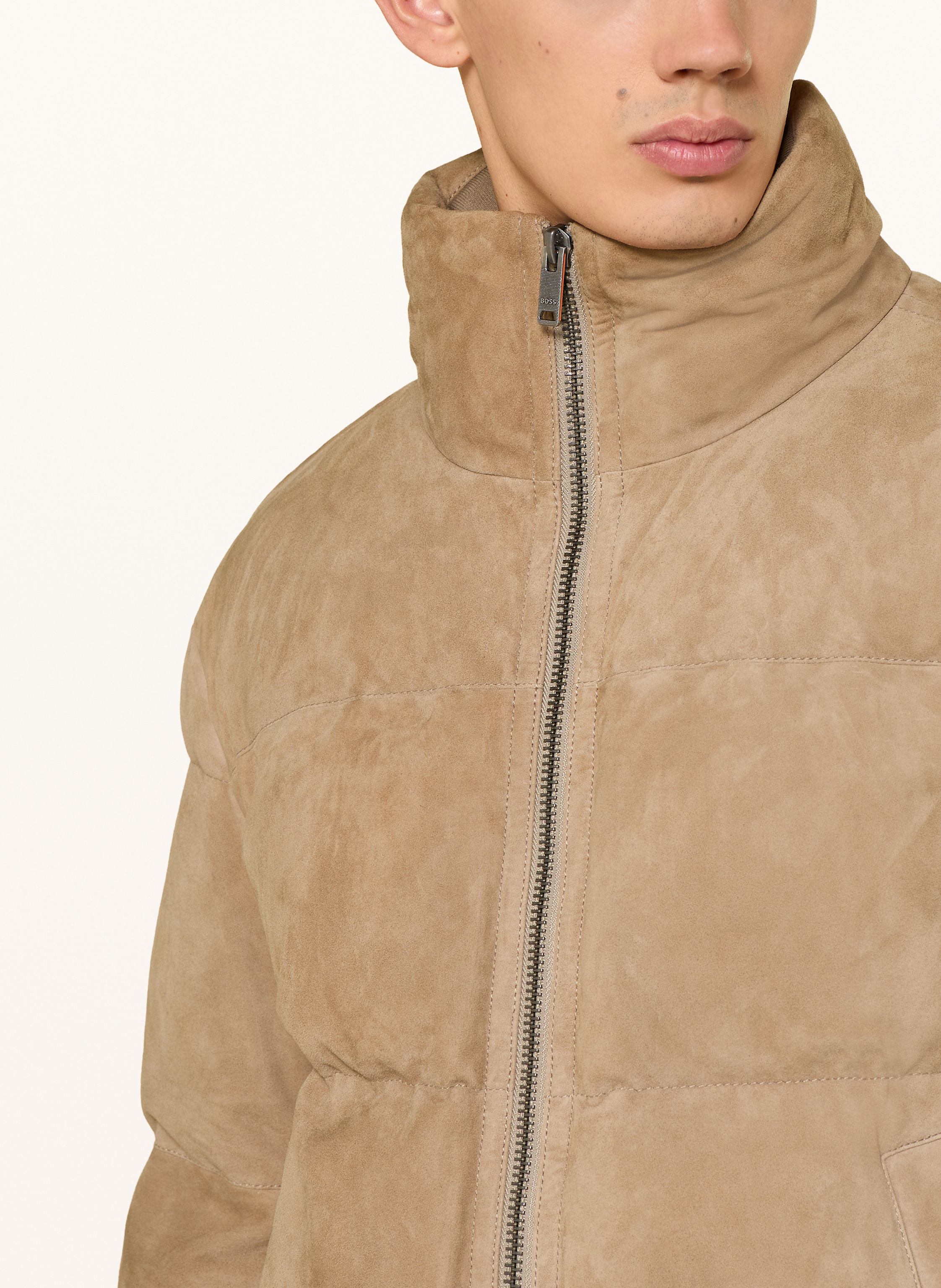 Thumbnail - Boss Steppjacke Jocamp Aus Leder gruen