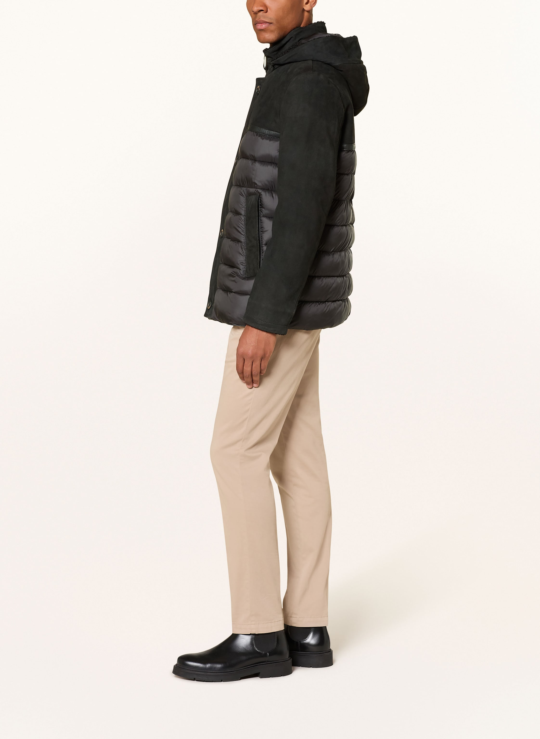Thumbnail - Milestone Lederjacke Msbroker Im Materialmix schwarz