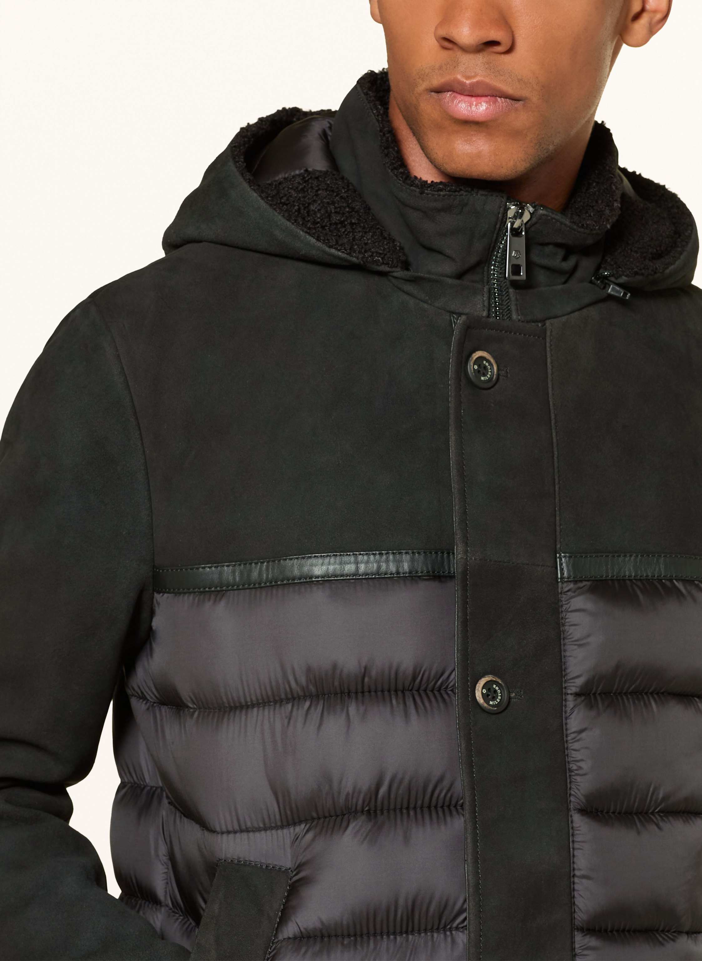 Thumbnail - Milestone Lederjacke Msbroker Im Materialmix schwarz
