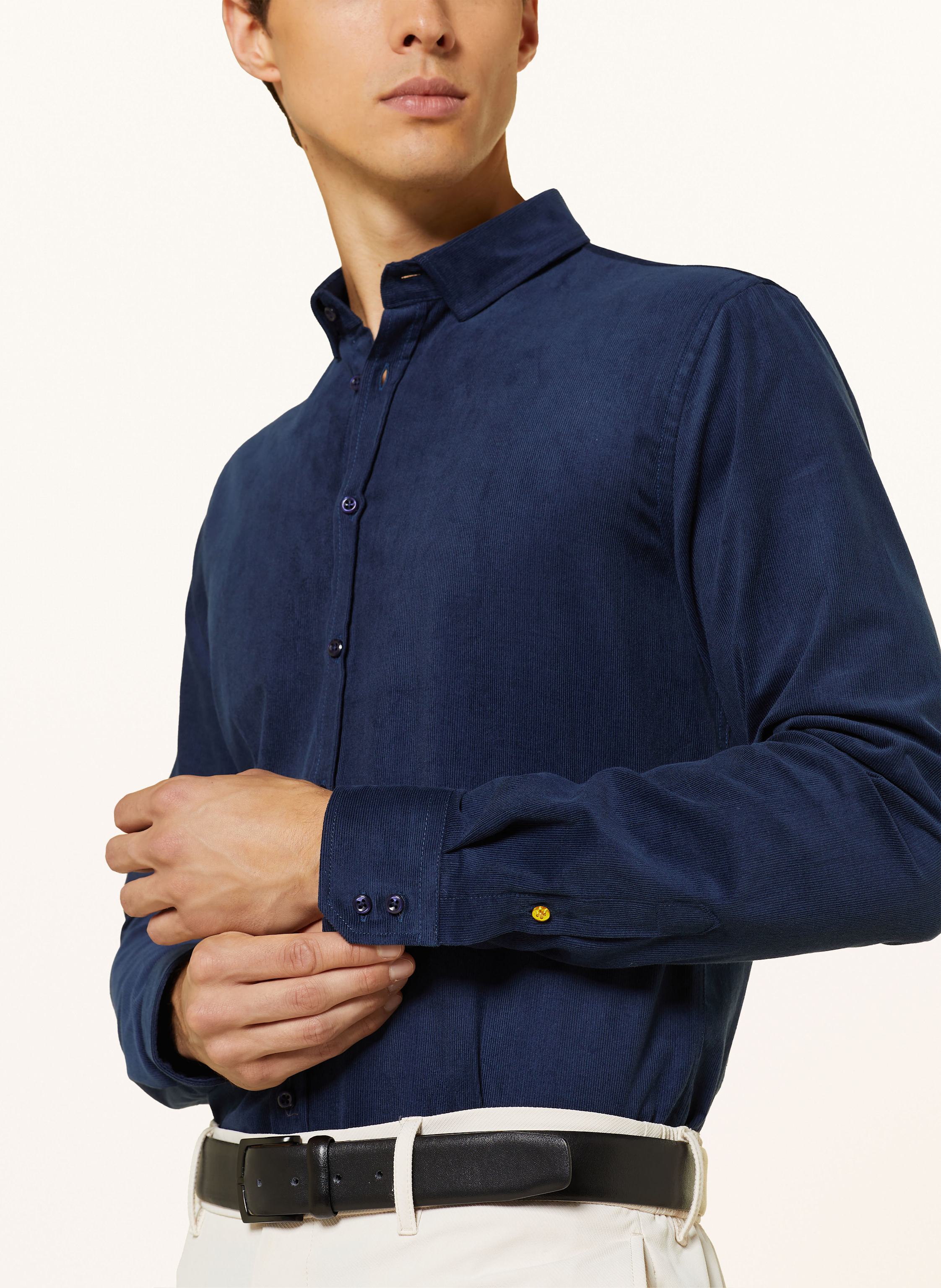 Thumbnail - q1 Manufaktur Cordhemd Extra Slim Fit blau