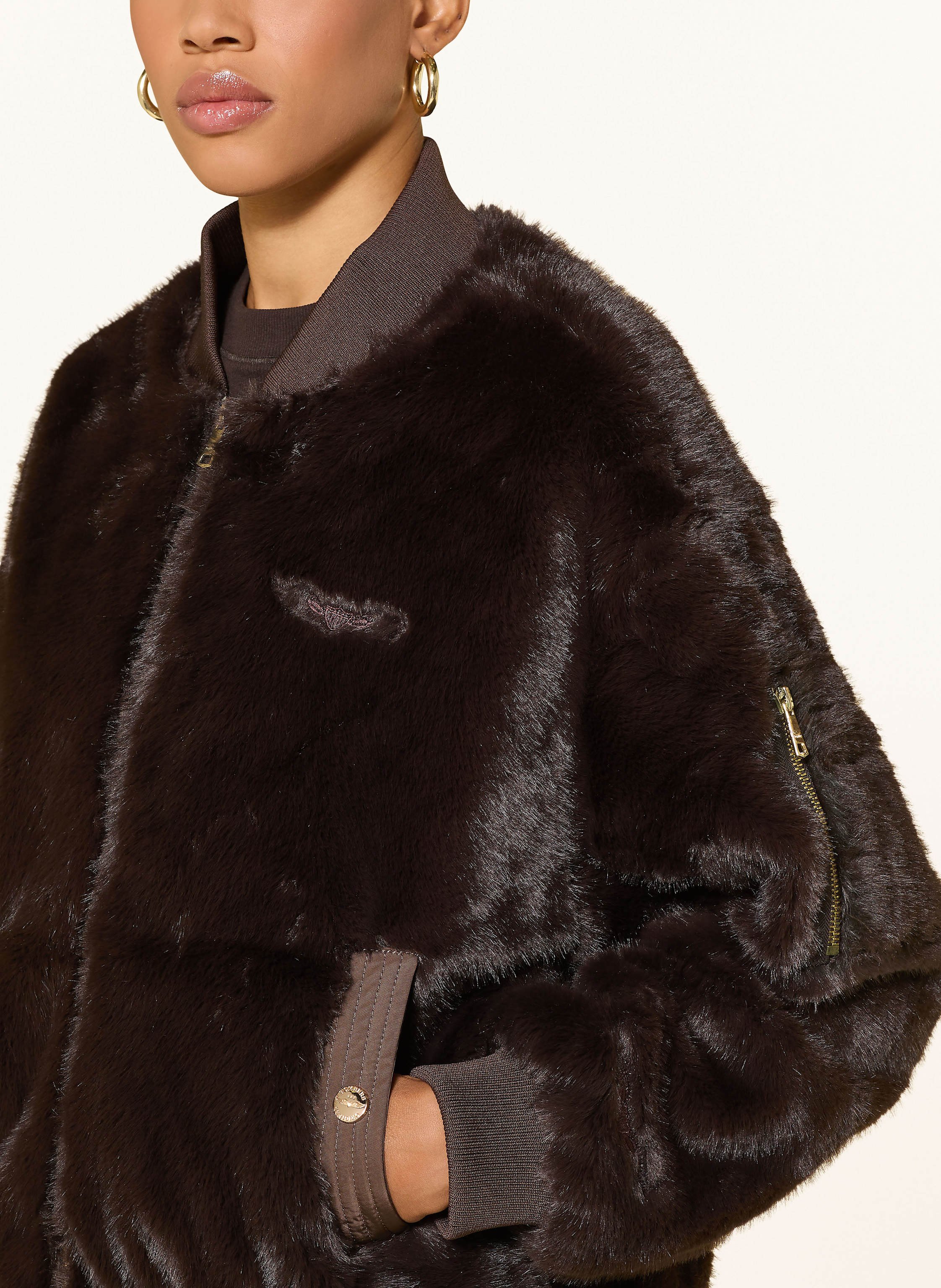 Thumbnail - Bombers Original Kunstpelz-Jacke braun