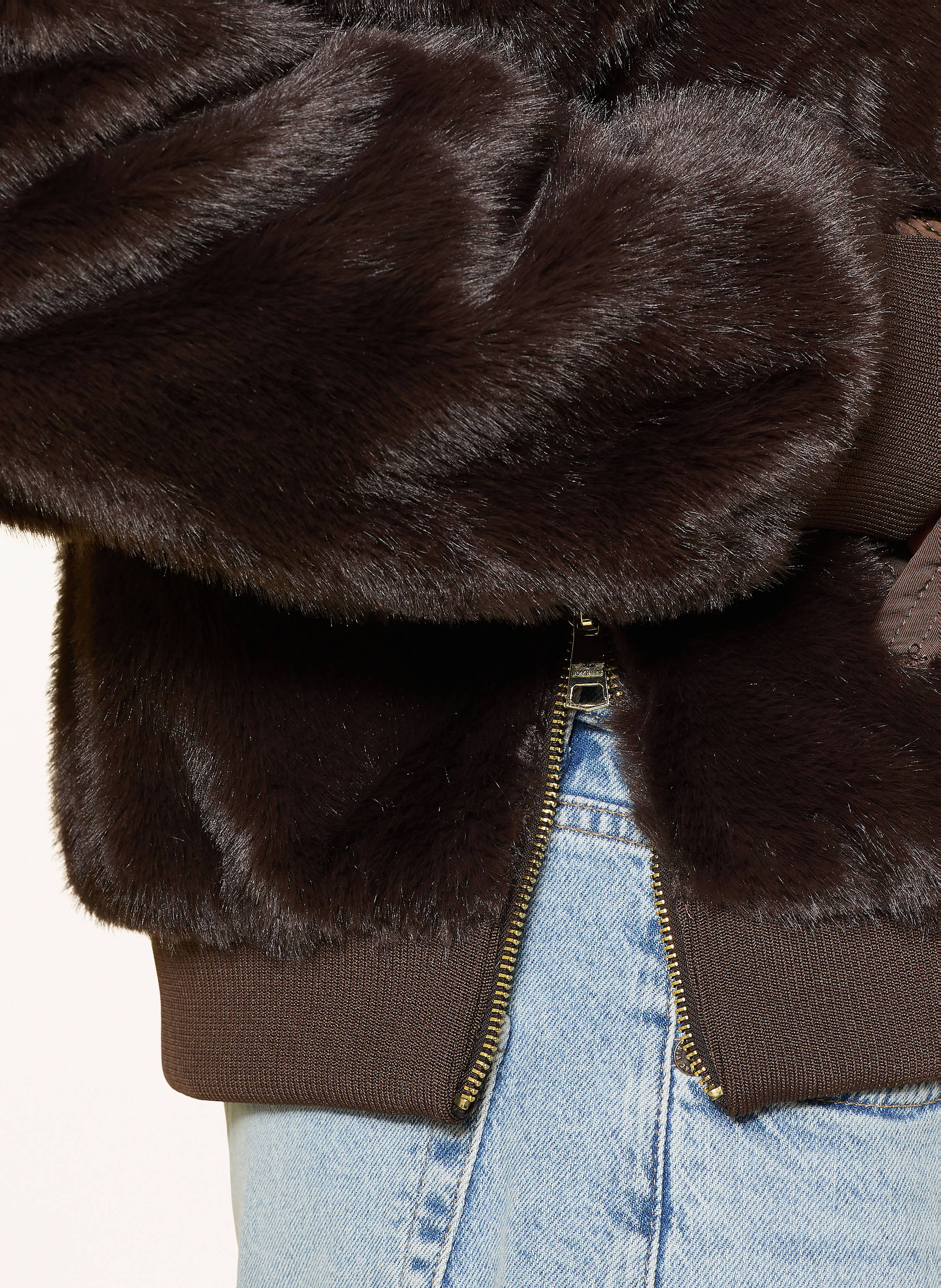 Thumbnail - Bombers Original Kunstpelz-Jacke braun