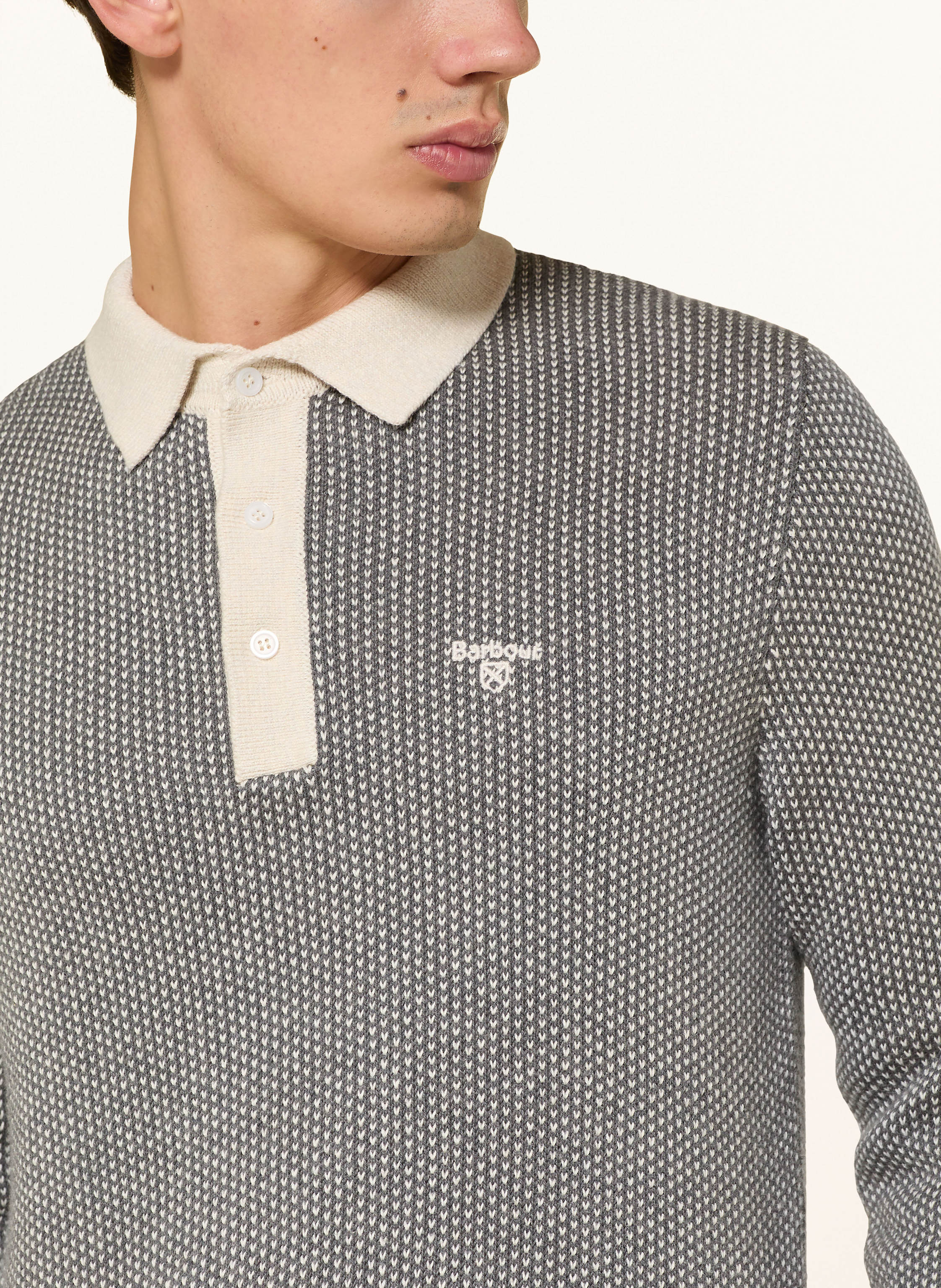 Thumbnail - Barbour Strick-Poloshirt Decton grau