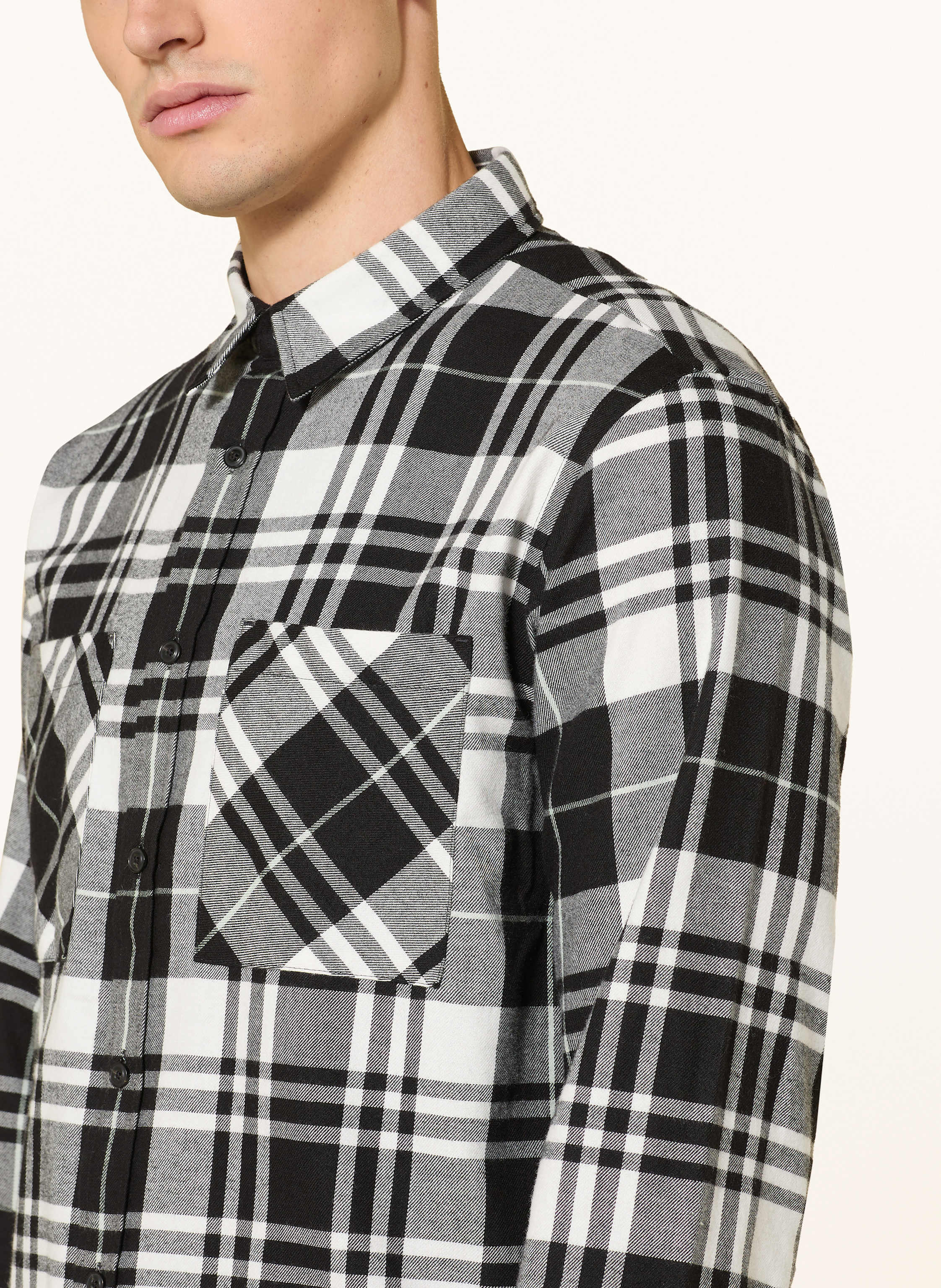 Thumbnail - Hugo Flanellhemd Egrin Relaxed Fit schwarz