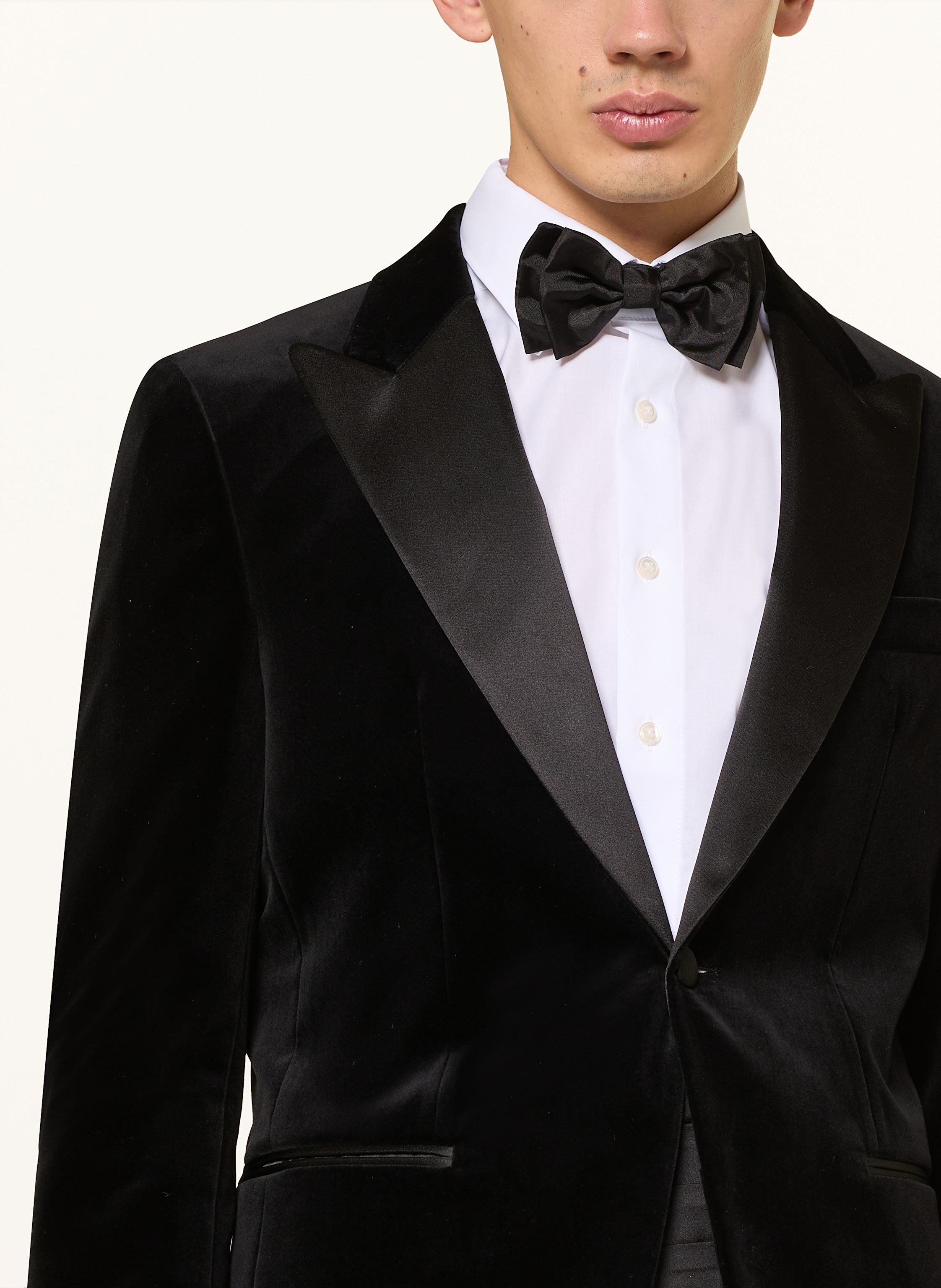 Thumbnail - Boss Smoking-Sakko H-Hutson-Tux-254 Slim Fit Aus Samt schwarz