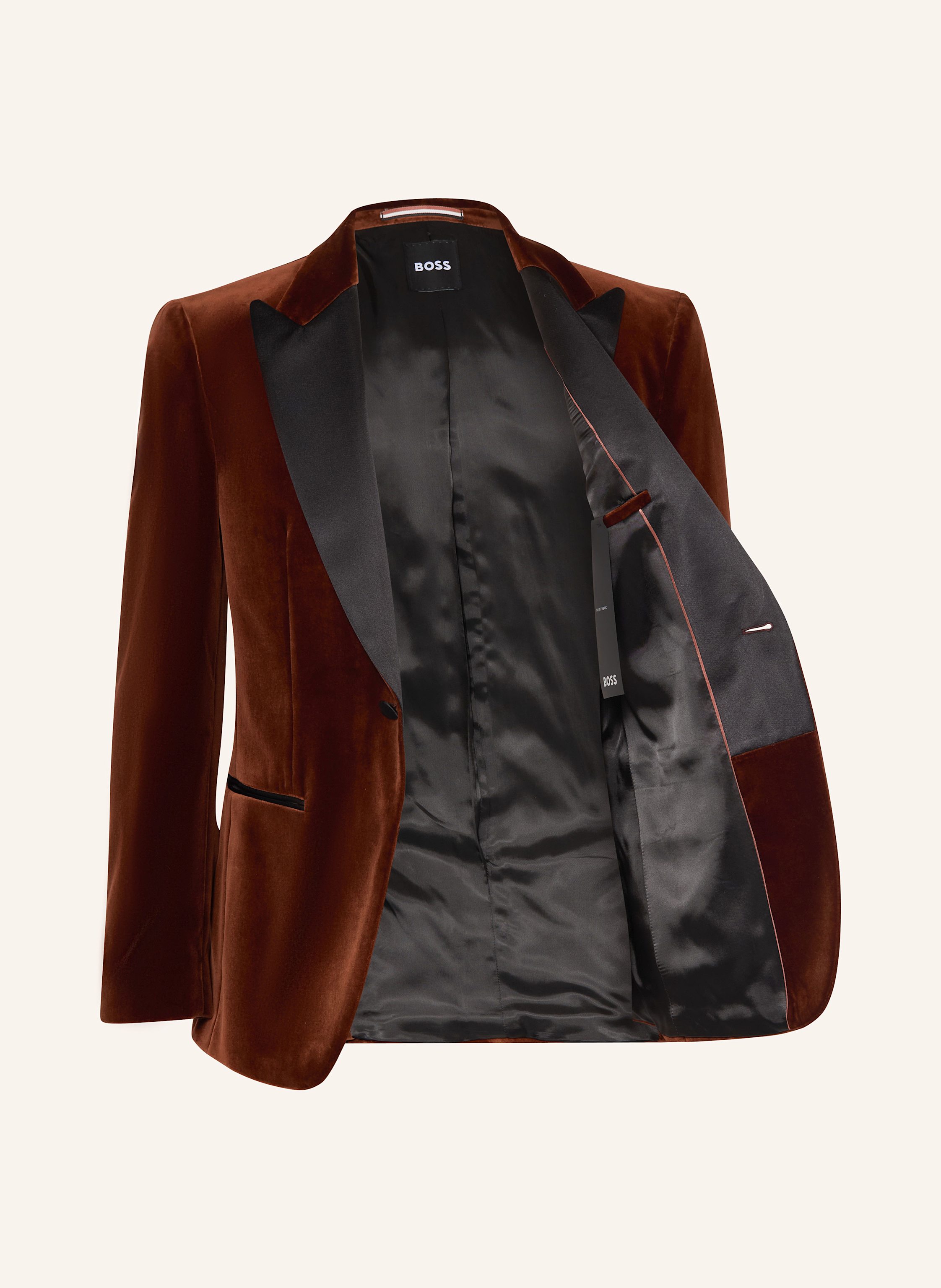 Thumbnail - Boss Smoking-Sakko H-Hutson-Tux-254 Slim Fit Aus Samt orange