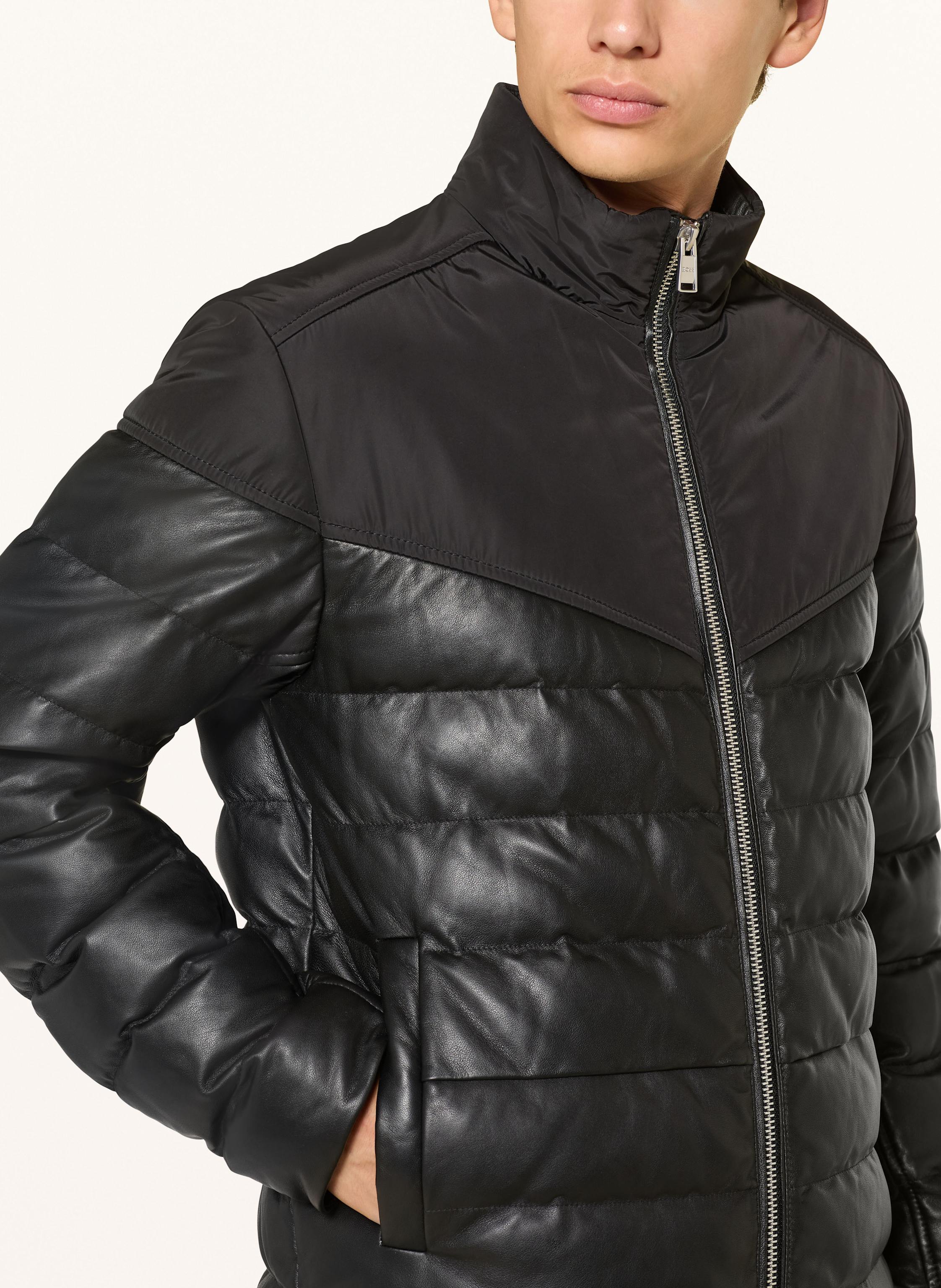 Thumbnail - Boss Lederjacke Mersino Im Materialmix schwarz