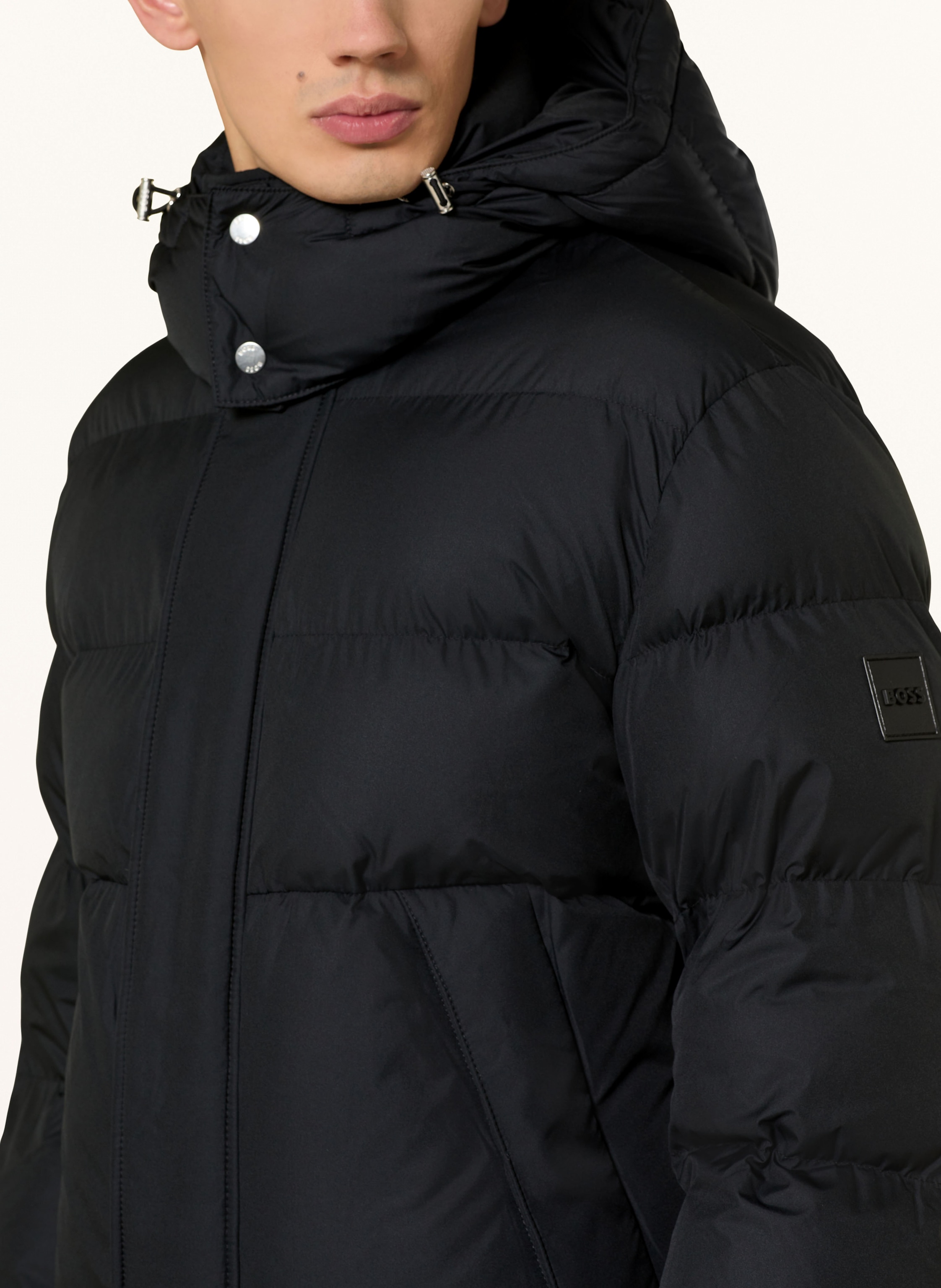 Thumbnail - Boss Steppjacke Corbinian Mit Abnehmbarer Kapuze schwarz