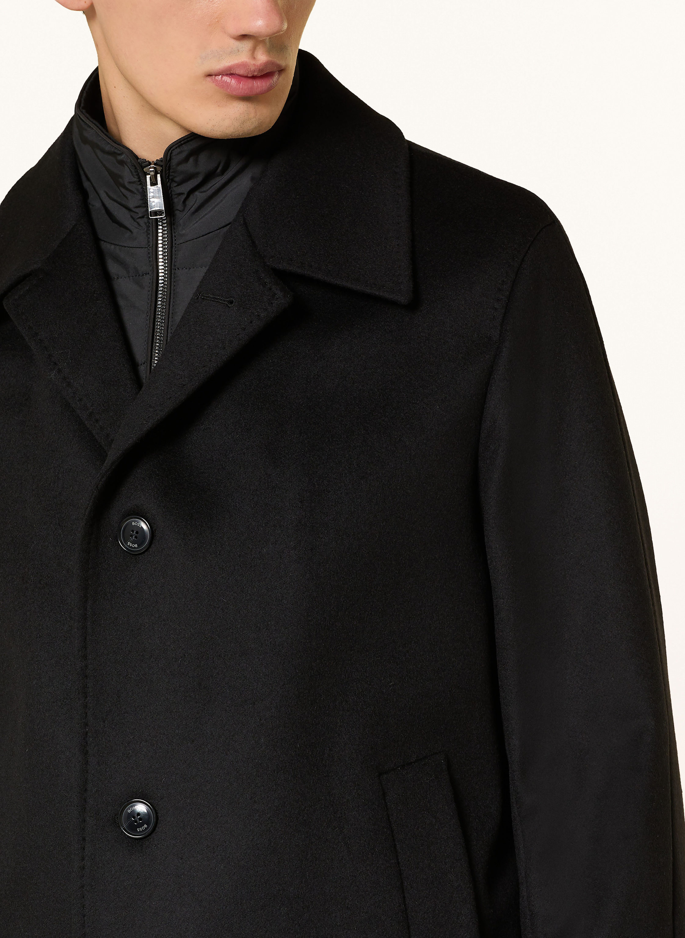 Thumbnail - Boss Wollmantel Clark Mit Herausnehmbarer Blende schwarz