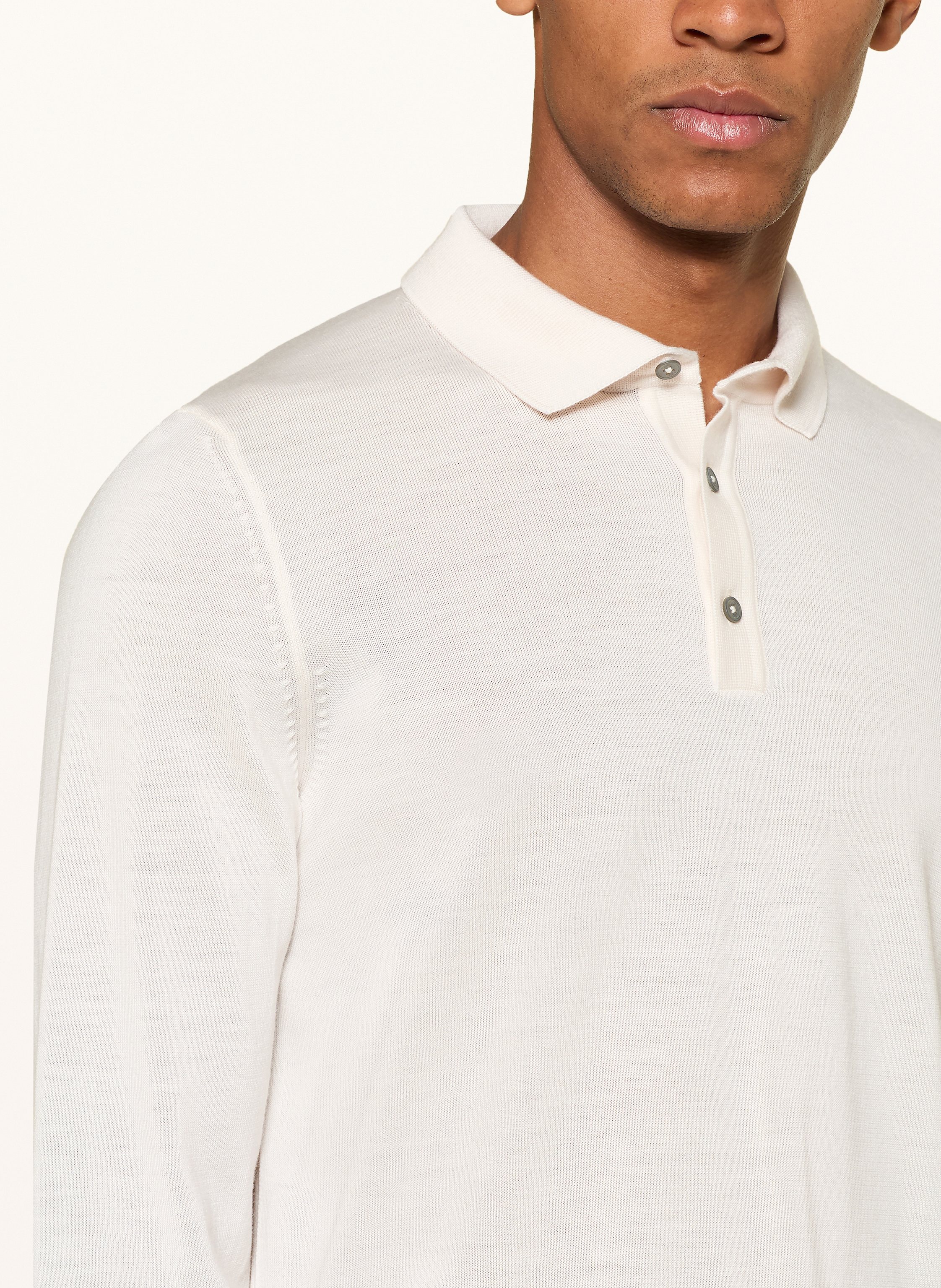 Thumbnail - Boss Strick-Poloshirt Lancione weiss