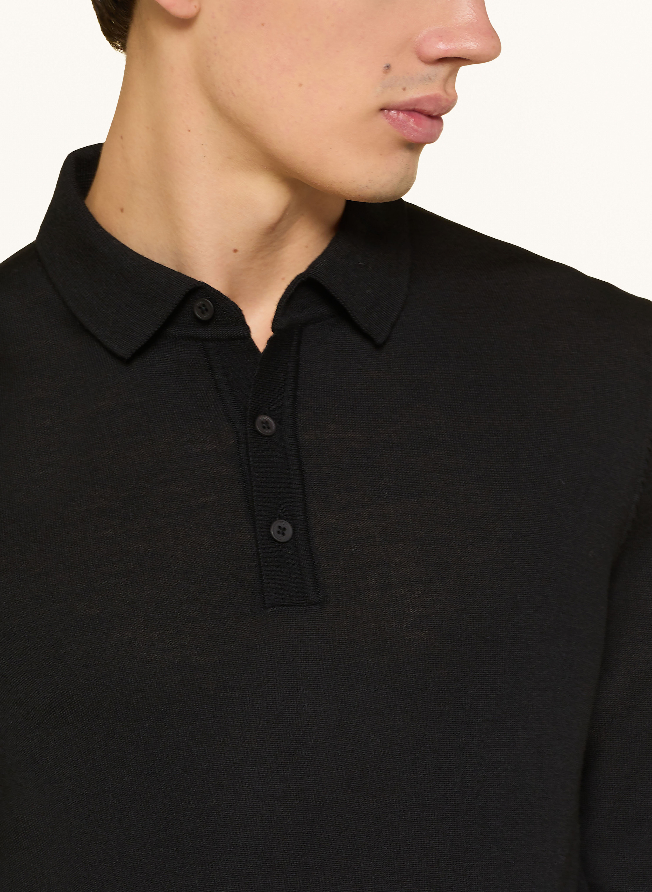 Thumbnail - Boss Strick-Poloshirt Lancione schwarz