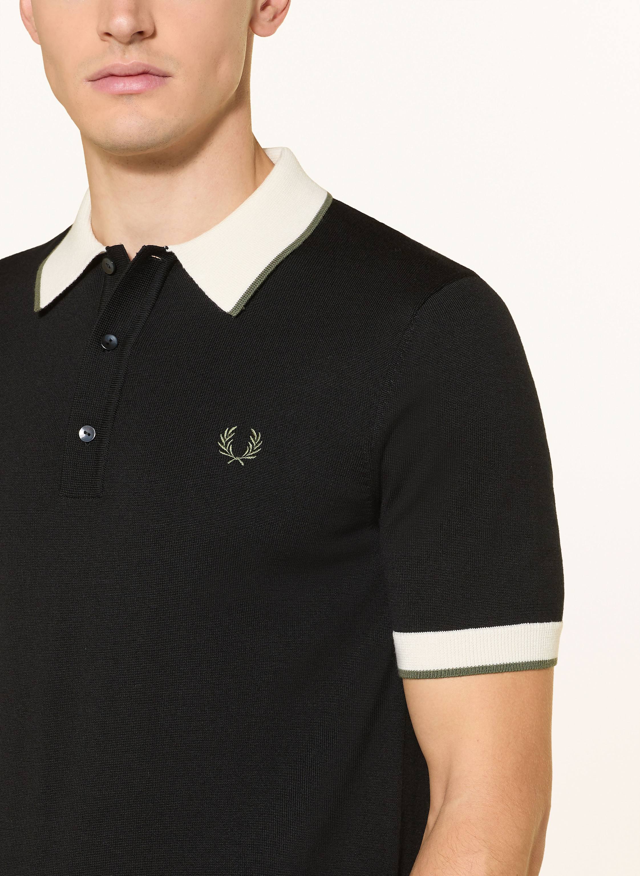 Thumbnail - Fred Perry Strick-Poloshirt schwarz