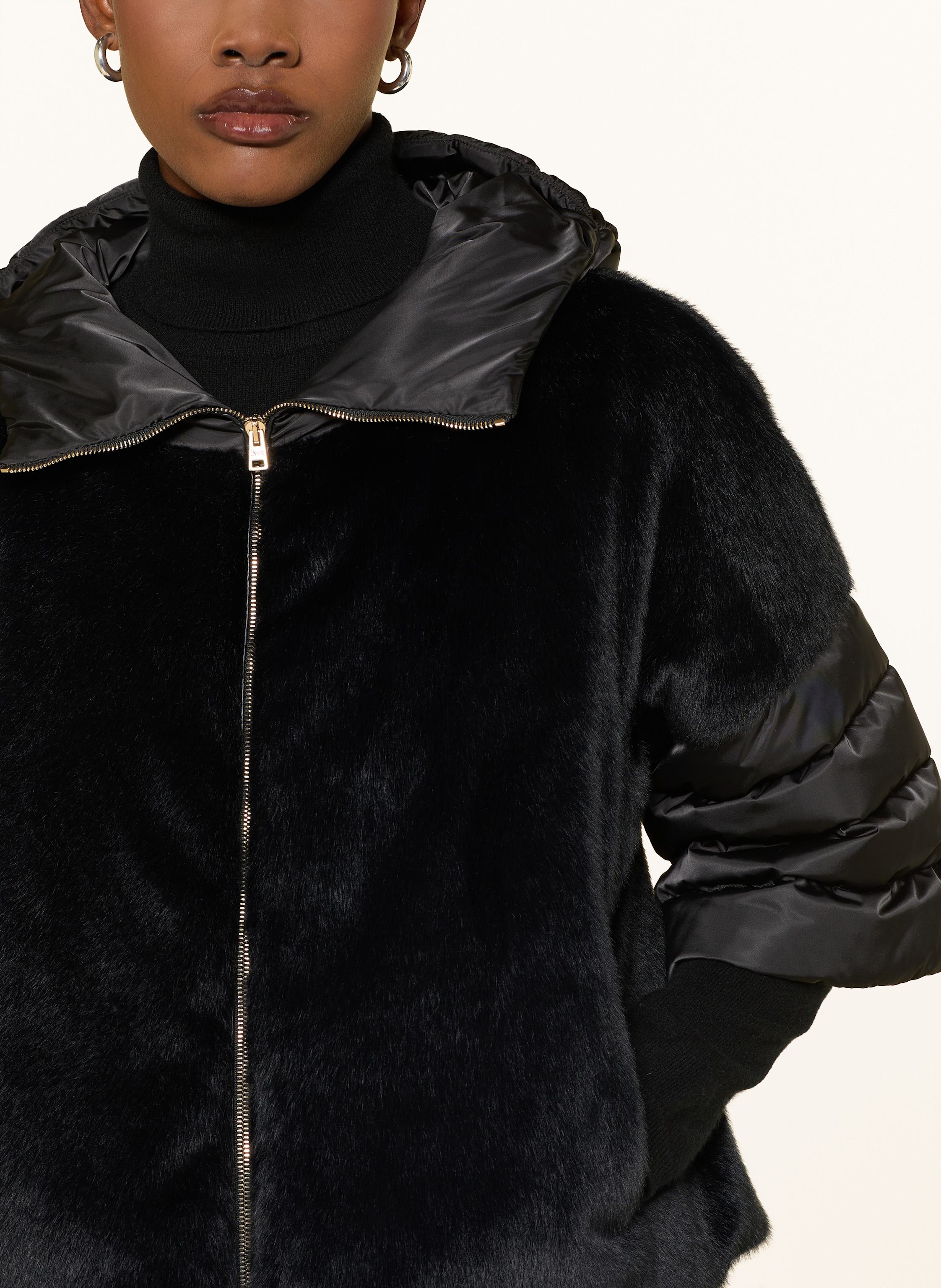 Thumbnail - Herno Daunenjacke Aus Kunstfell Mit 3/4-Arm schwarz