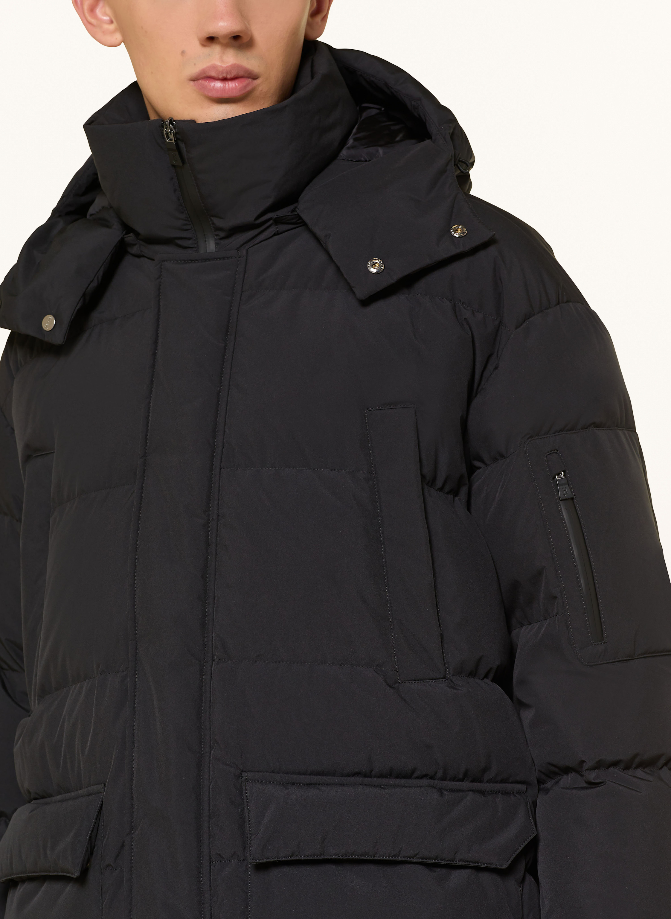 Thumbnail - Herno Daunenparka Mit Abnehmbarer Kapuze schwarz