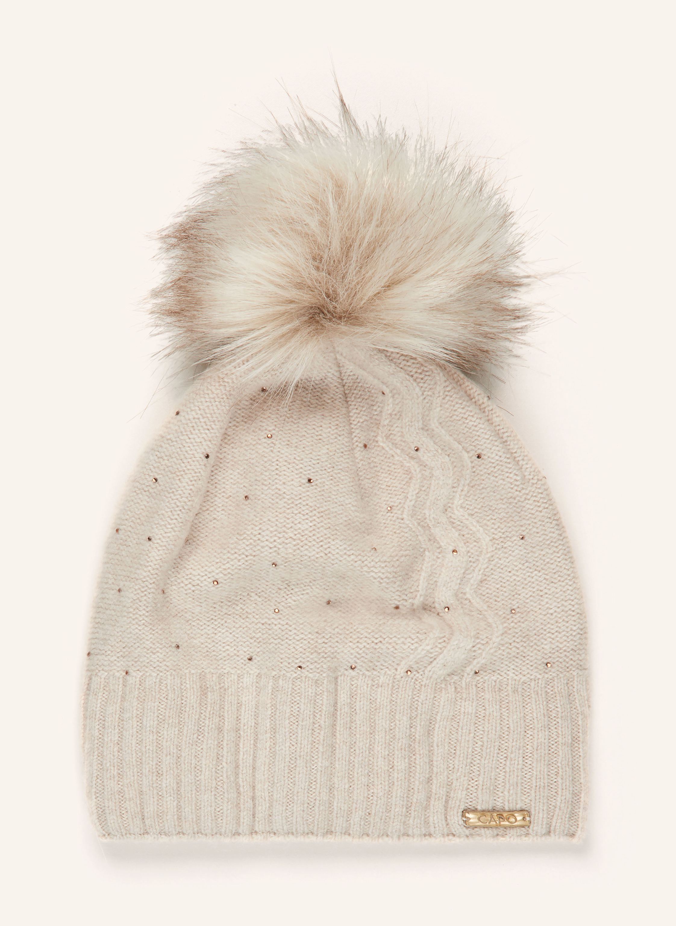 Capo Mütze Mit Cashmere Und Schmucksteinen beige