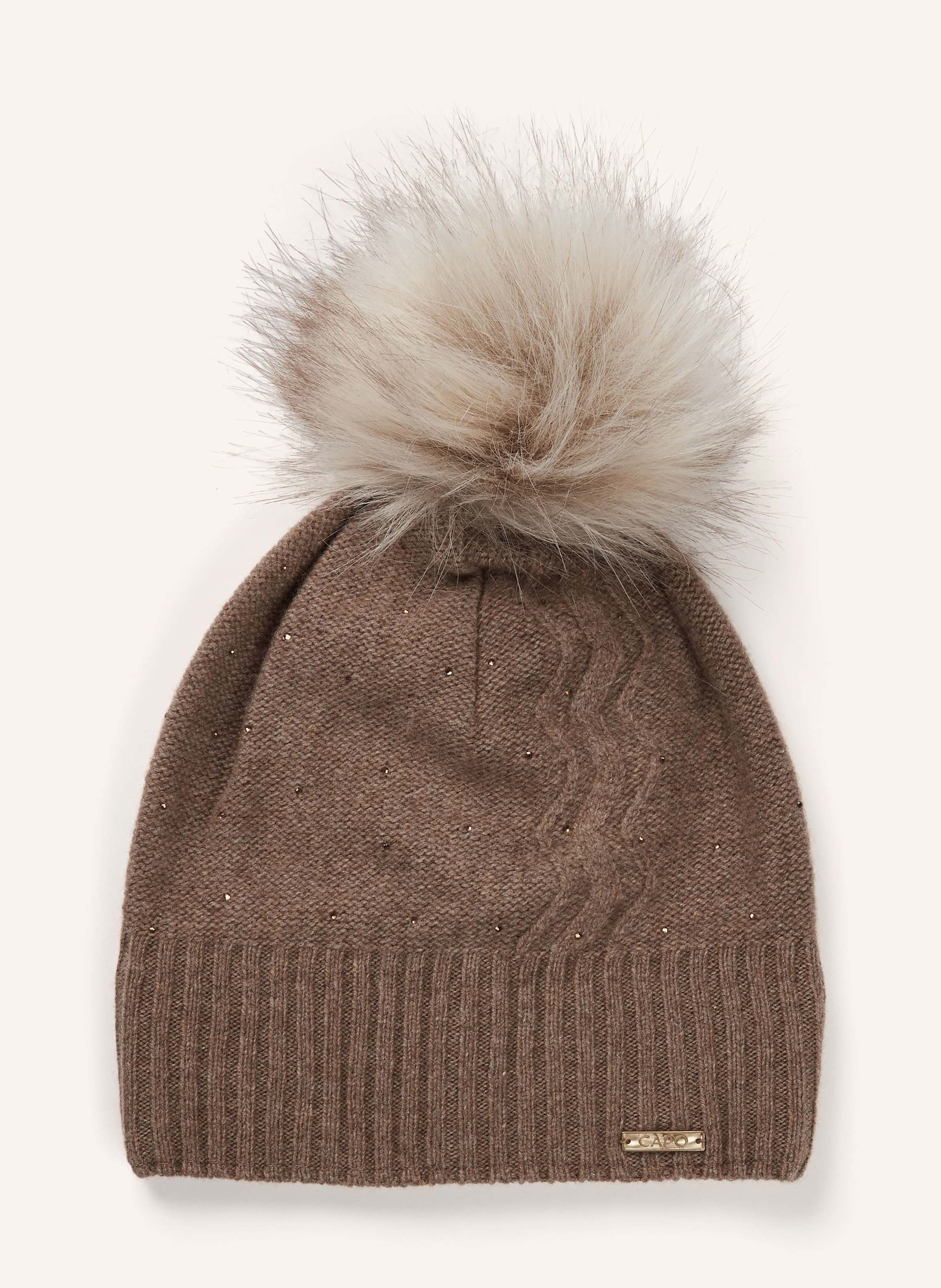 Capo Mütze Mit Cashmere Und Schmucksteinen braun