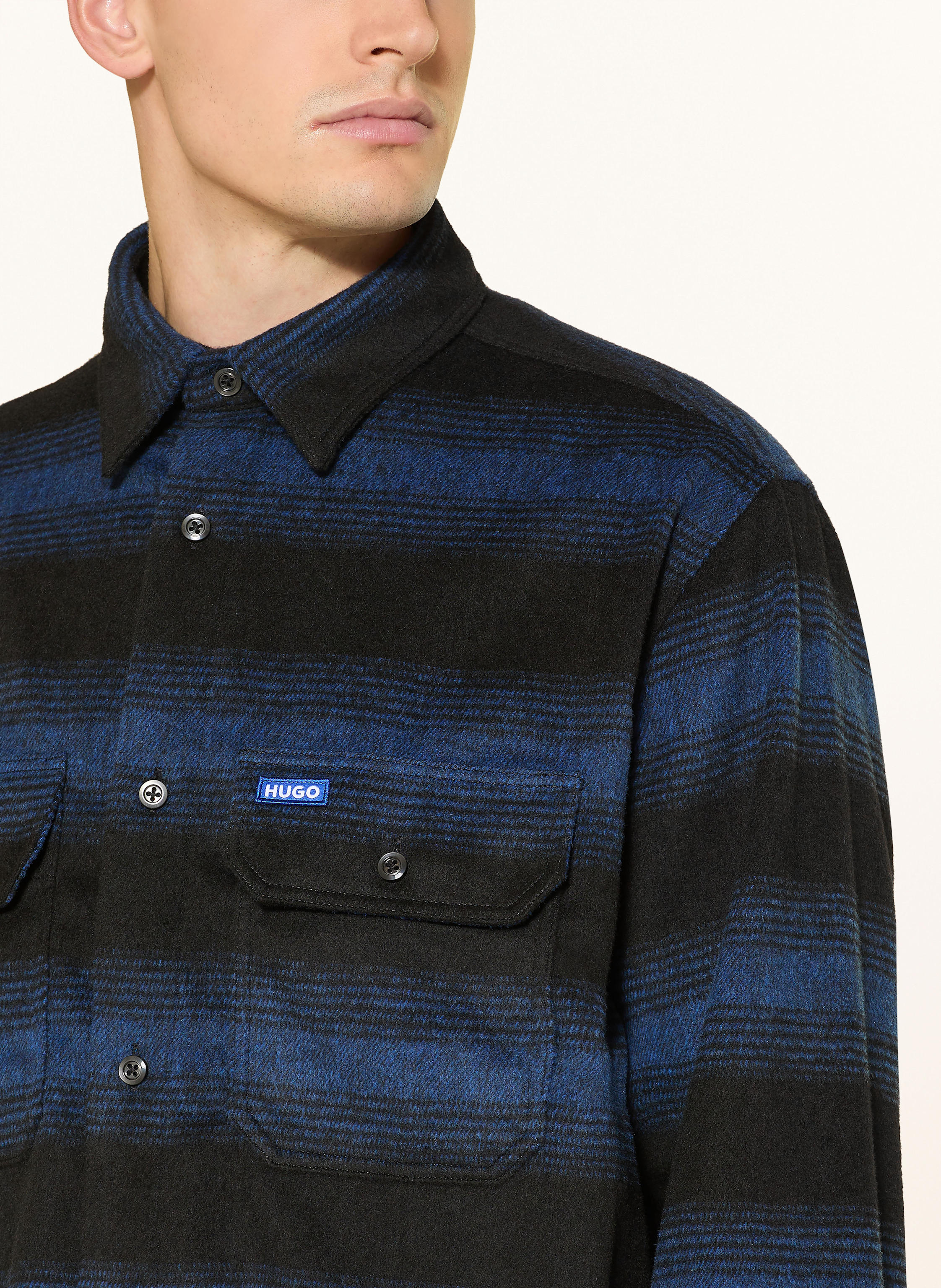 Thumbnail - Hugo Flanell-Overshirt Ebolt blau