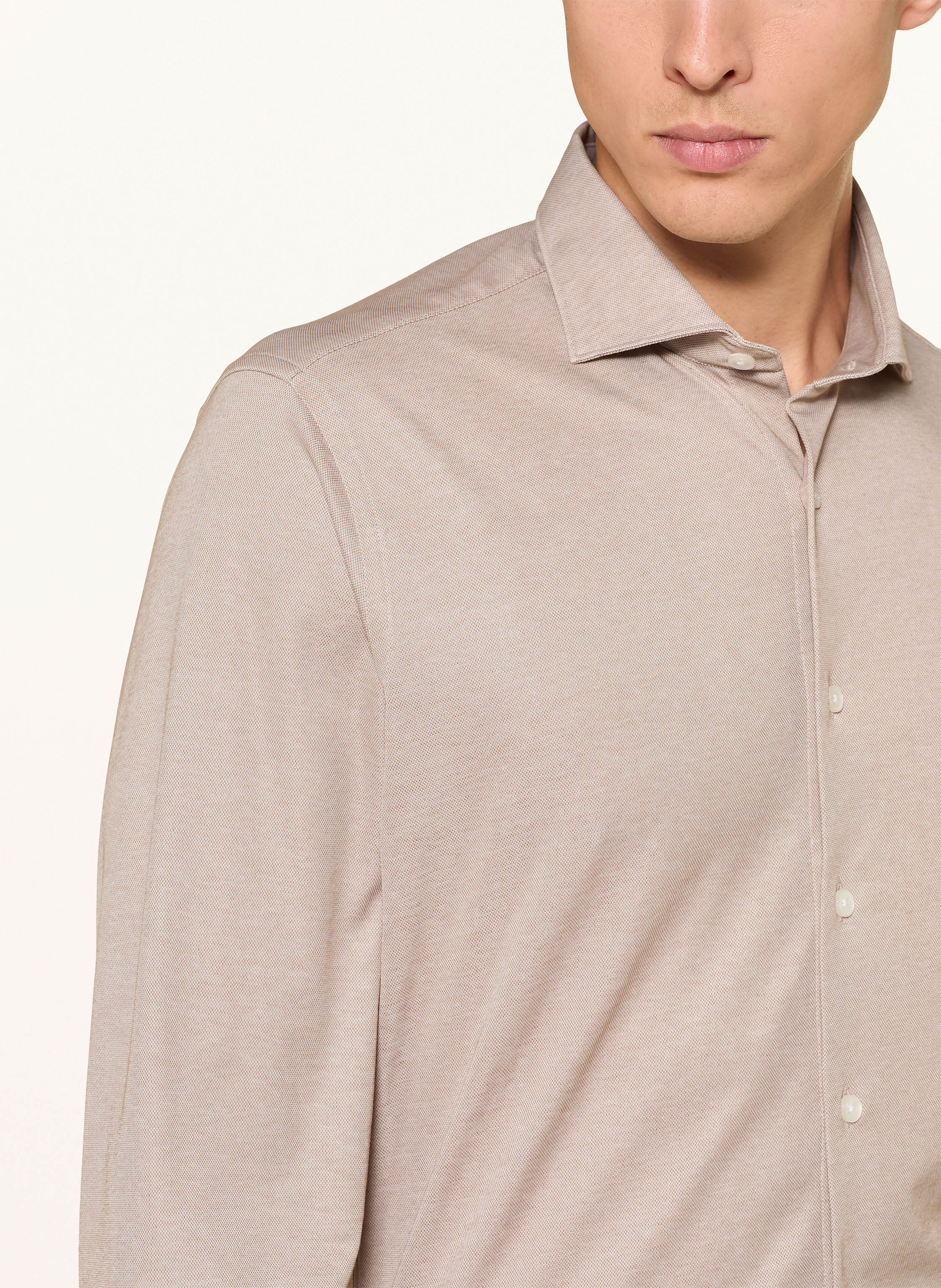 Thumbnail - Roy Robson Jerseyhemd Slim Fit beige