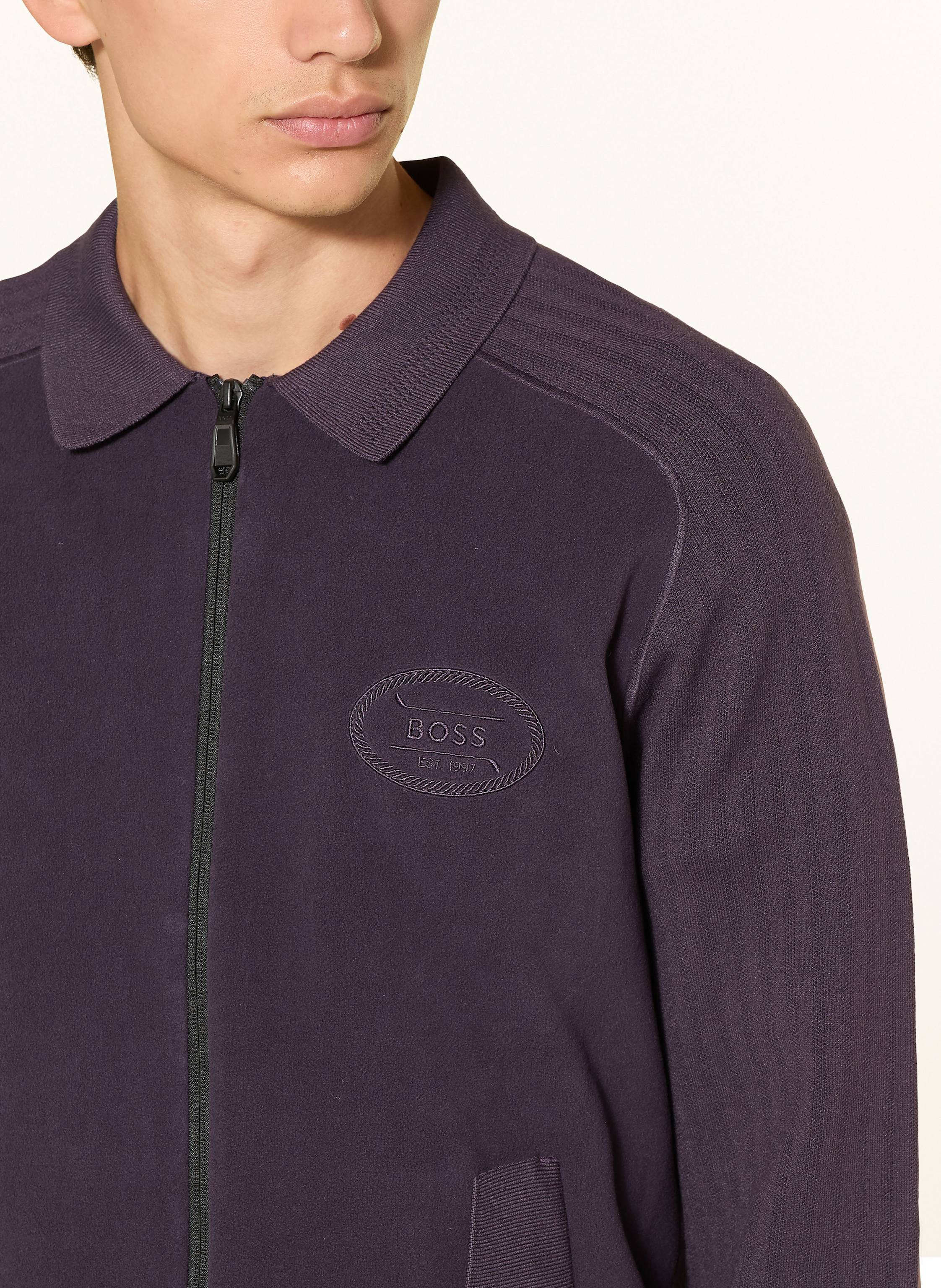 Thumbnail - Boss Strickjacke Hole Im Materialmix lila