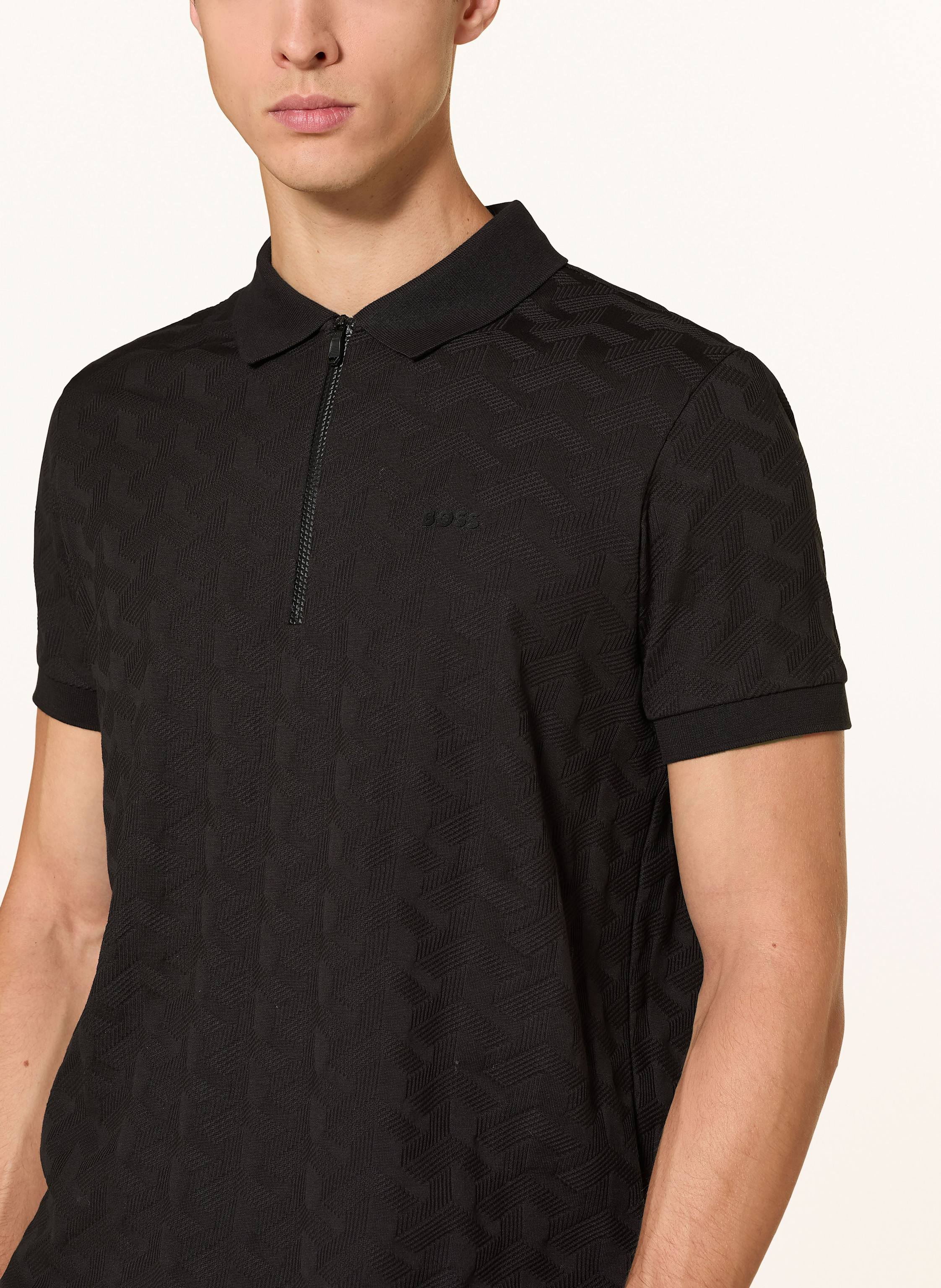 Thumbnail - Boss Strick-Poloshirt Mirror schwarz