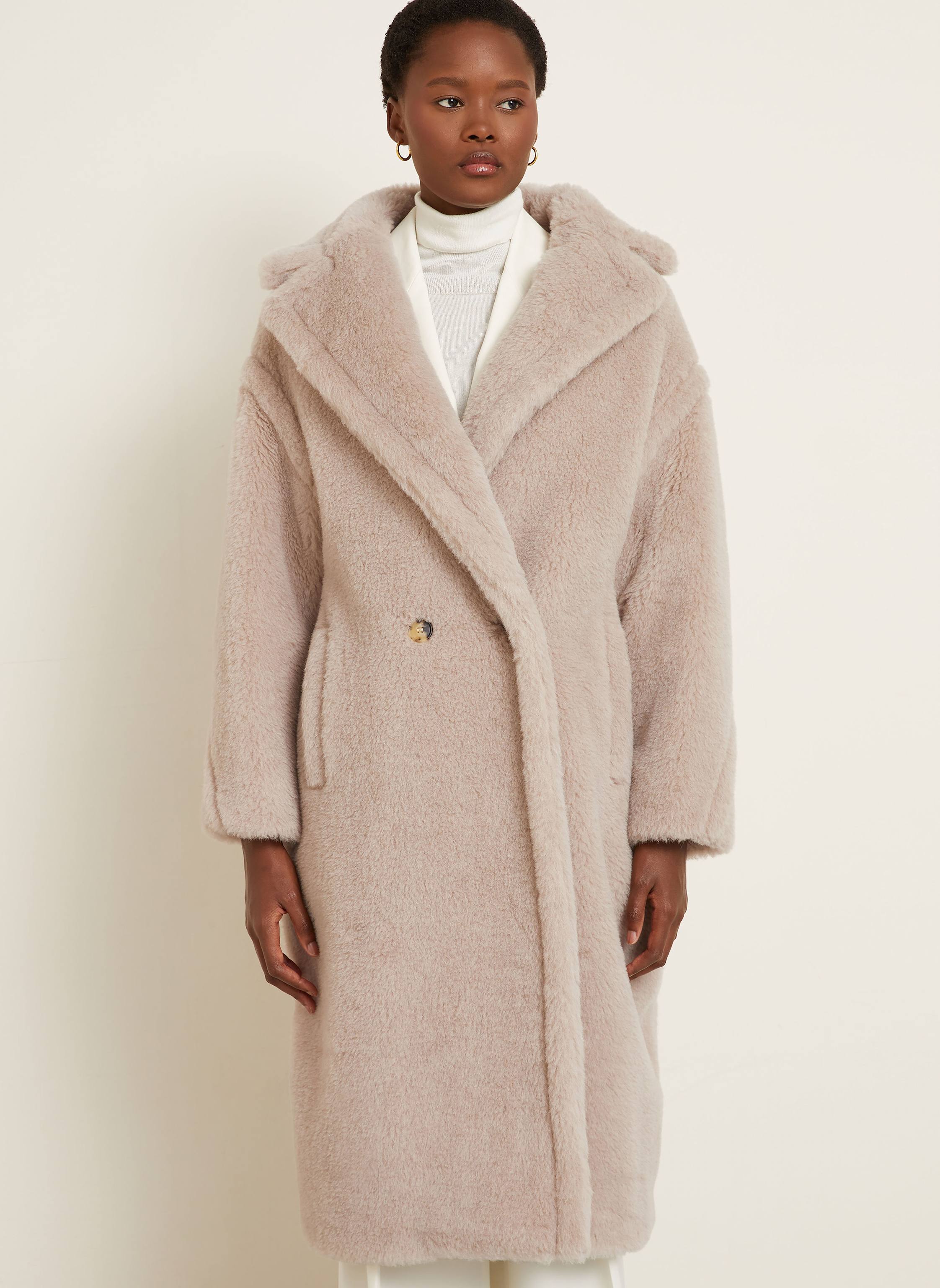 Thumbnail - Max Mara Teddyfell-Mantel Tedgirl Mit Alpaka beige