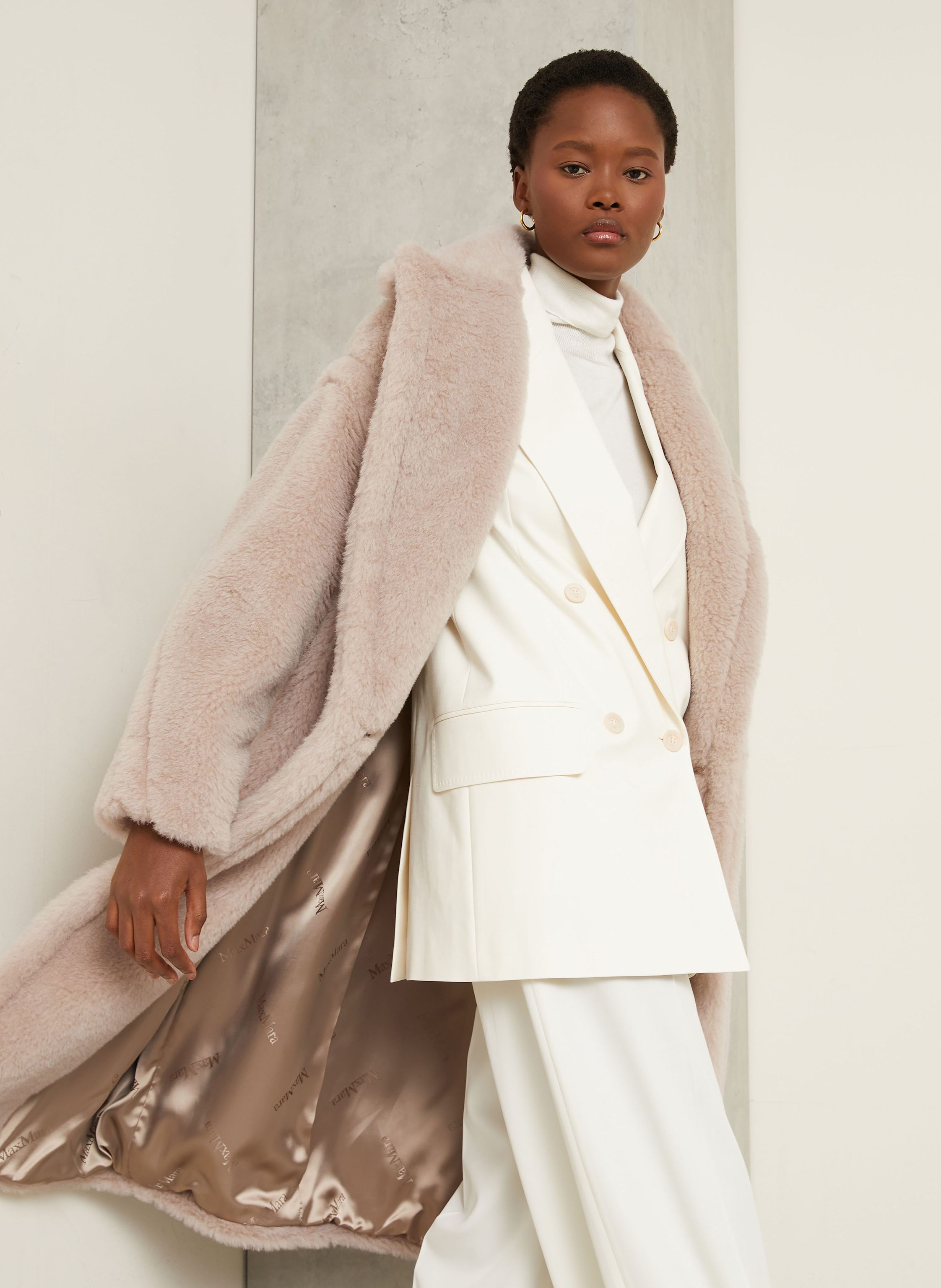 Thumbnail - Max Mara Teddyfell-Mantel Tedgirl Mit Alpaka beige