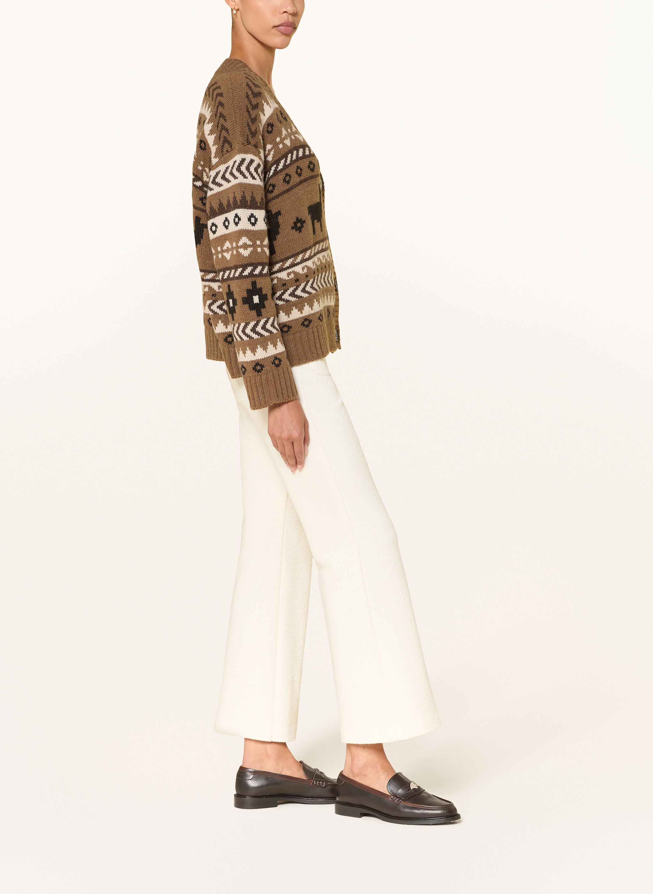 Thumbnail - Cambio Strickhose Aus Bouclé weiss