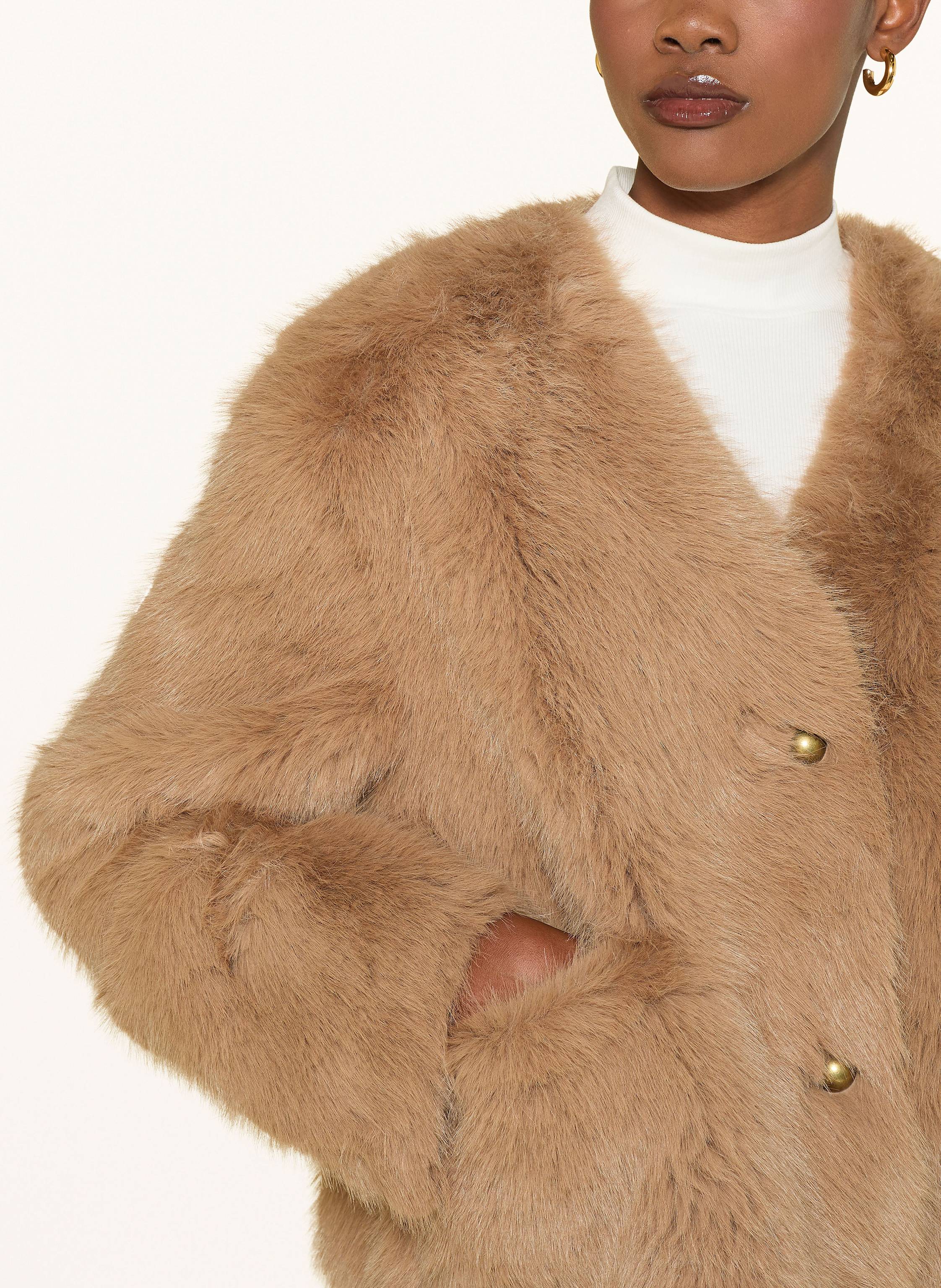 Thumbnail - Essentiel Antwerp Kunstfell-Jacke beige