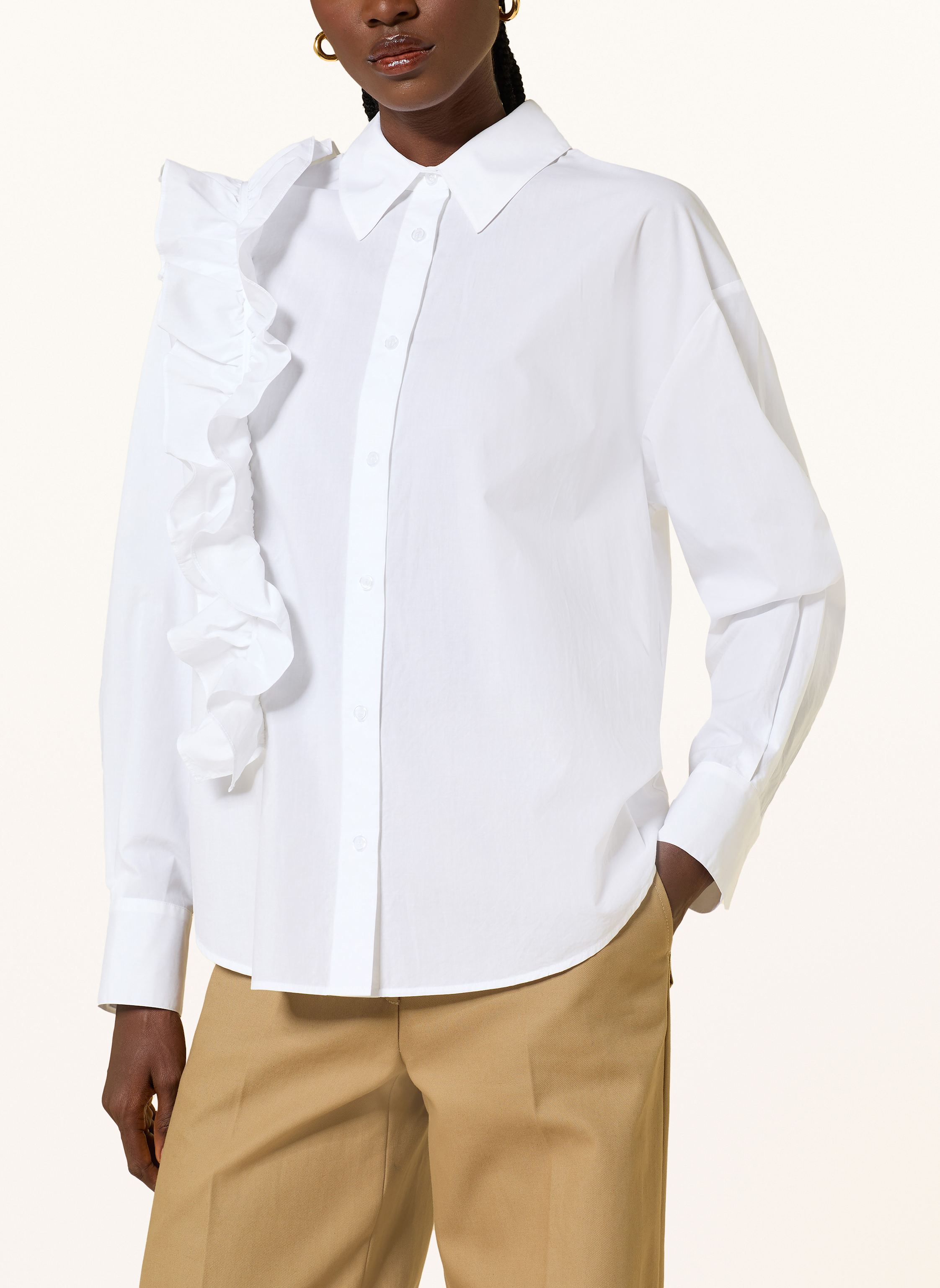 Thumbnail - Essentiel Antwerp Hemdbluse Ibody Mit Rüschen weiss