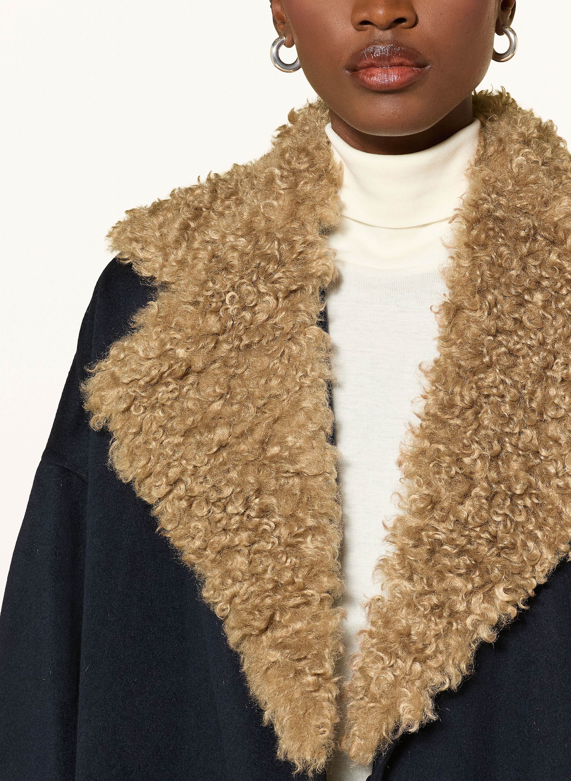 Thumbnail - Essentiel Antwerp Wollmantel Irno Mit Kunstfell blau